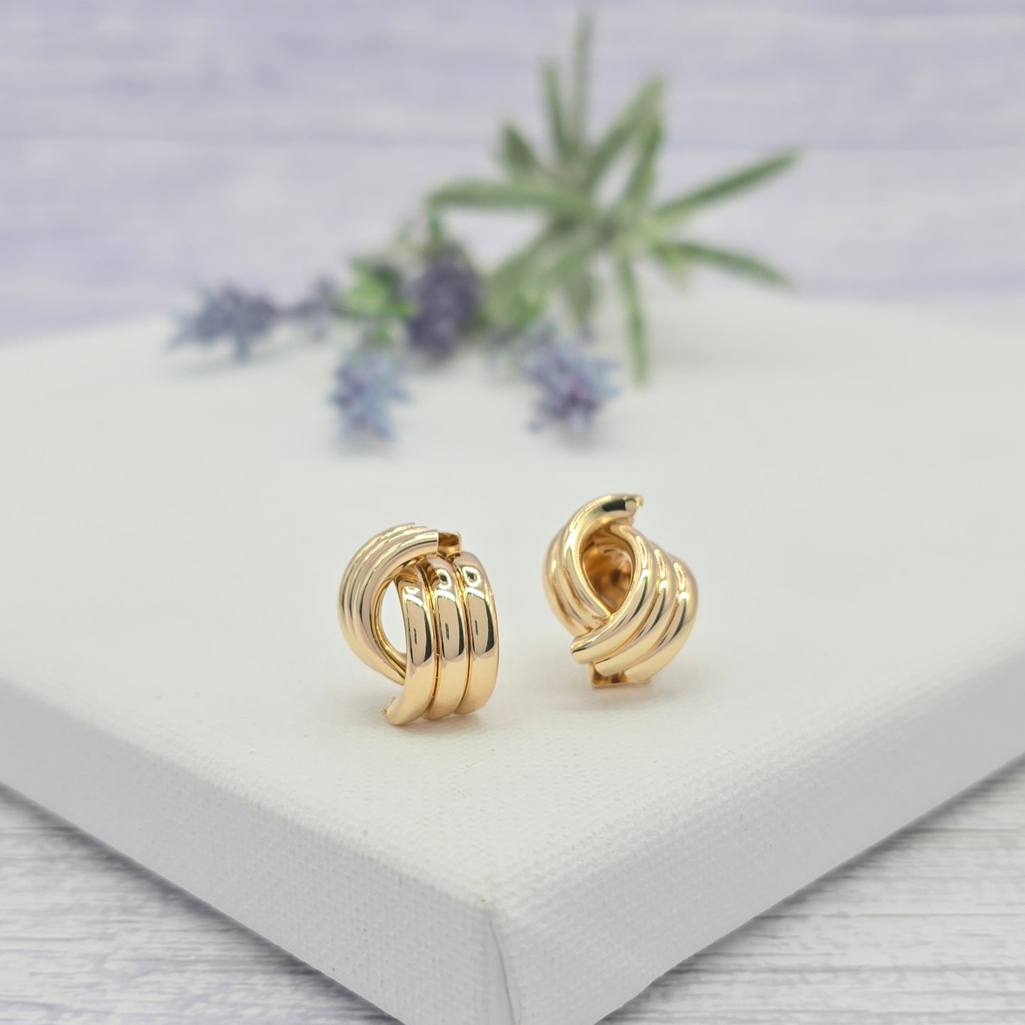 Vintage Gold Tube Love Knot Twist Earrings