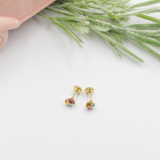 Dainty Colorful Dice Stud Earrings