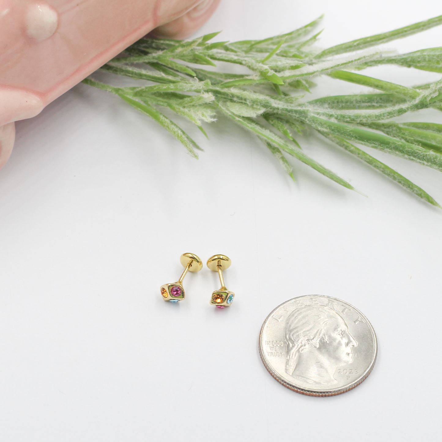 Dainty Colorful Dice Stud Earrings