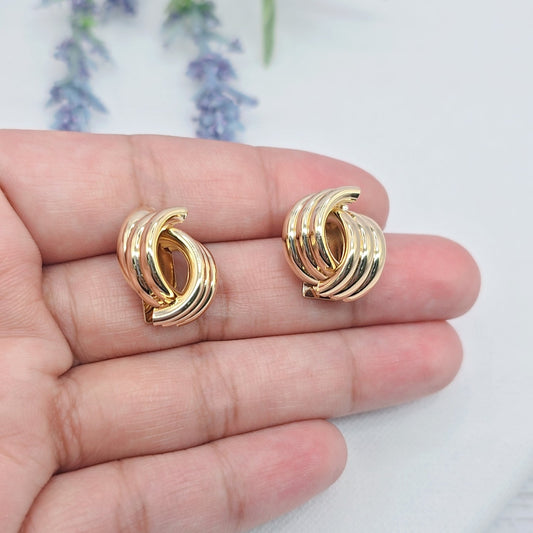Vintage Gold Tube Love Knot Twist Earrings