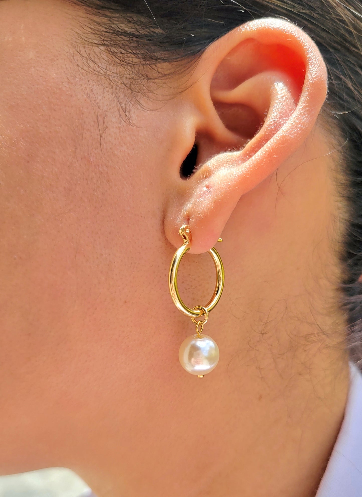 Pearl Hoops Earrings