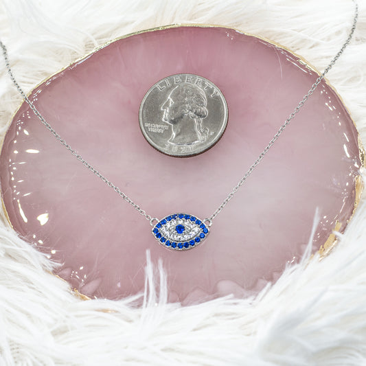 Zirconia Evil Eye Pendant Necklace