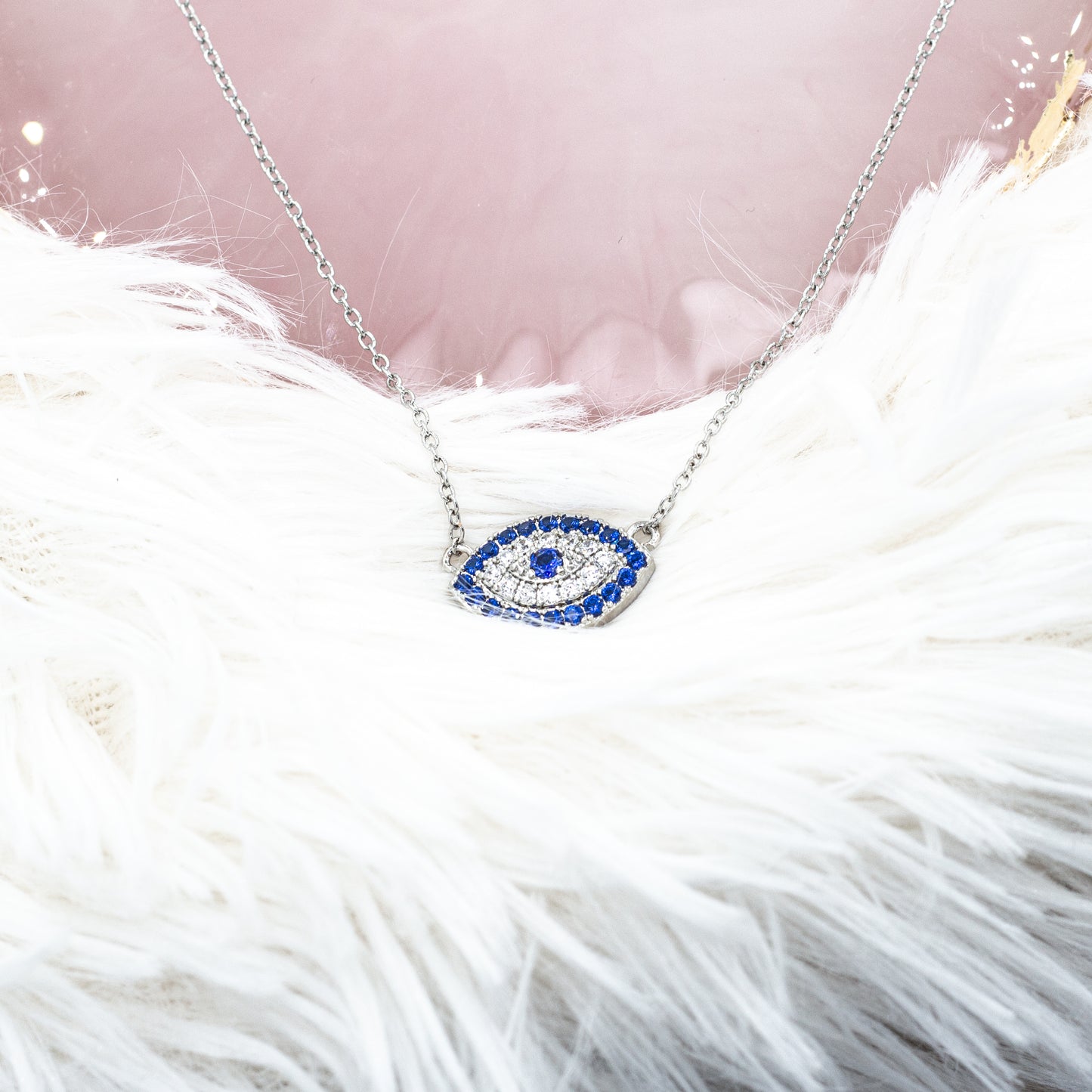 Zirconia Evil Eye Pendant Necklace