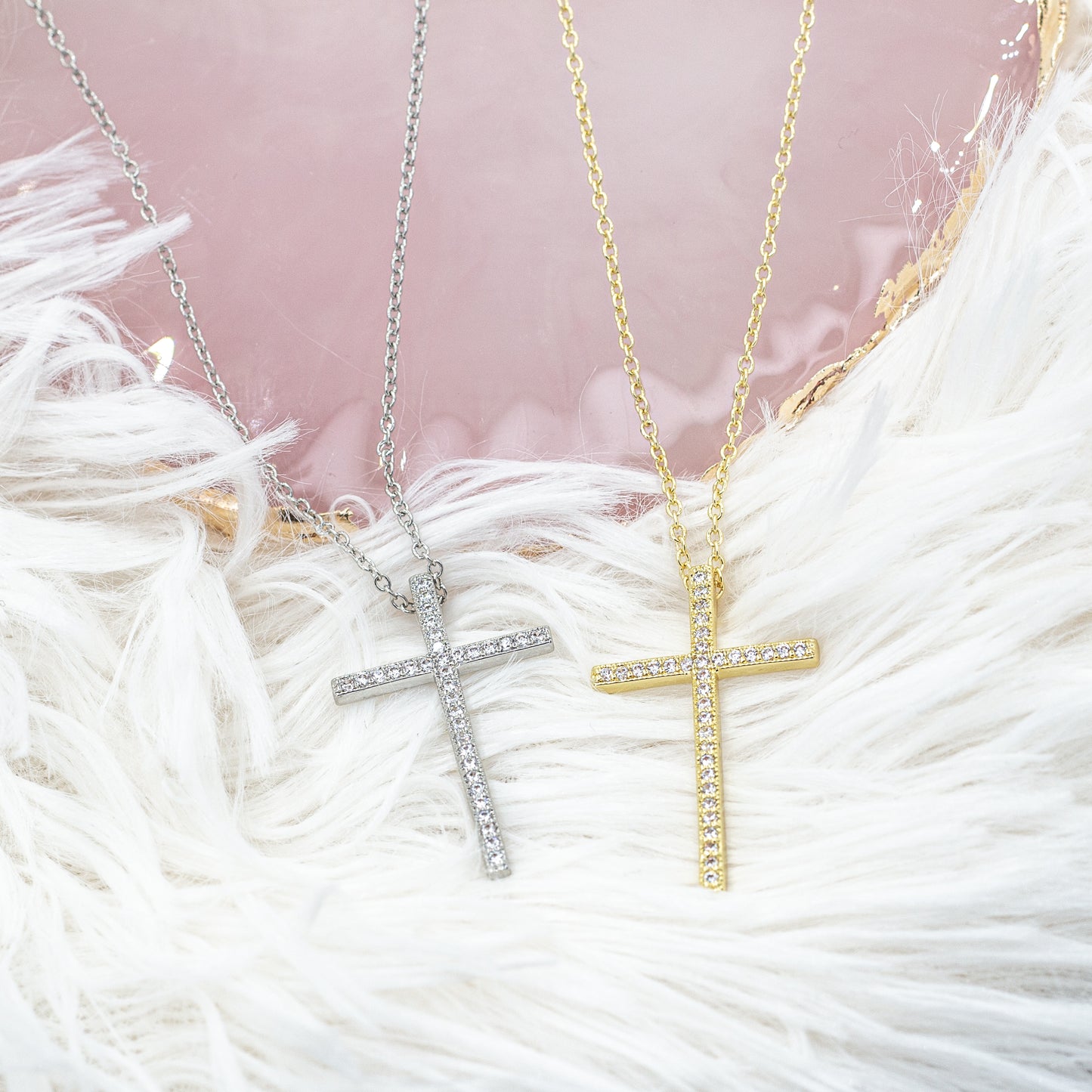 Zirconia Cross Pendant Necklace