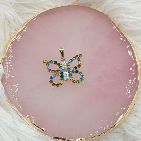 Filled Zirconia Butterfly Pendant | Multicolor or White Butterfly Pendant