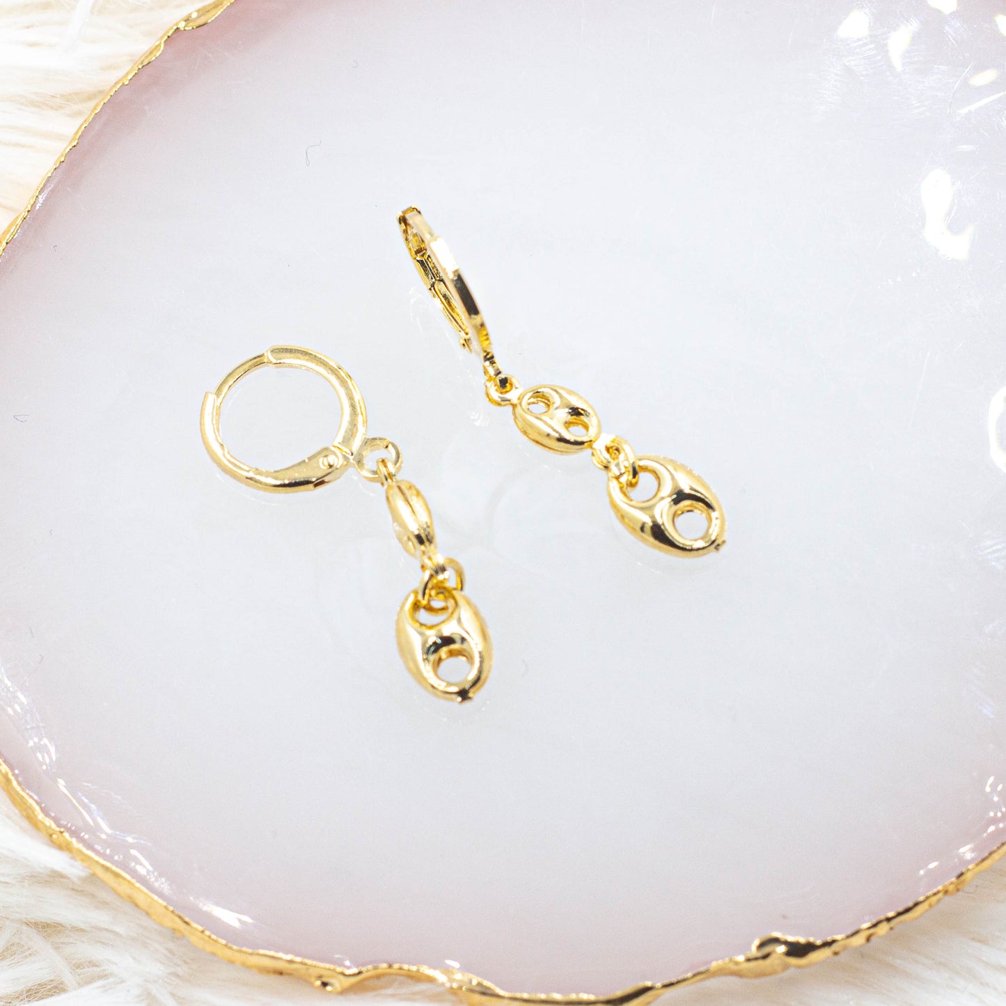 Two Mariner Puff Link Huggie Earrings