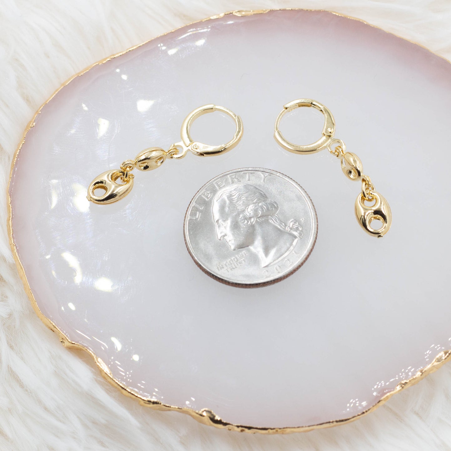 Two Mariner Puff Link Huggie Earrings