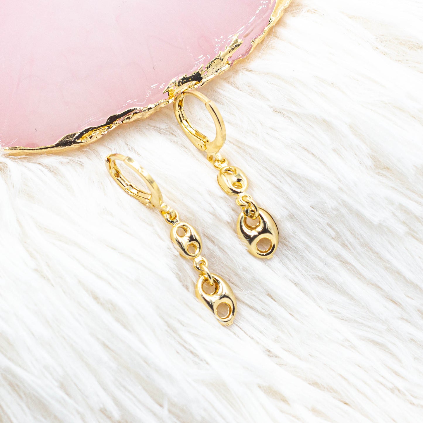 Two Mariner Puff Link Huggie Earrings