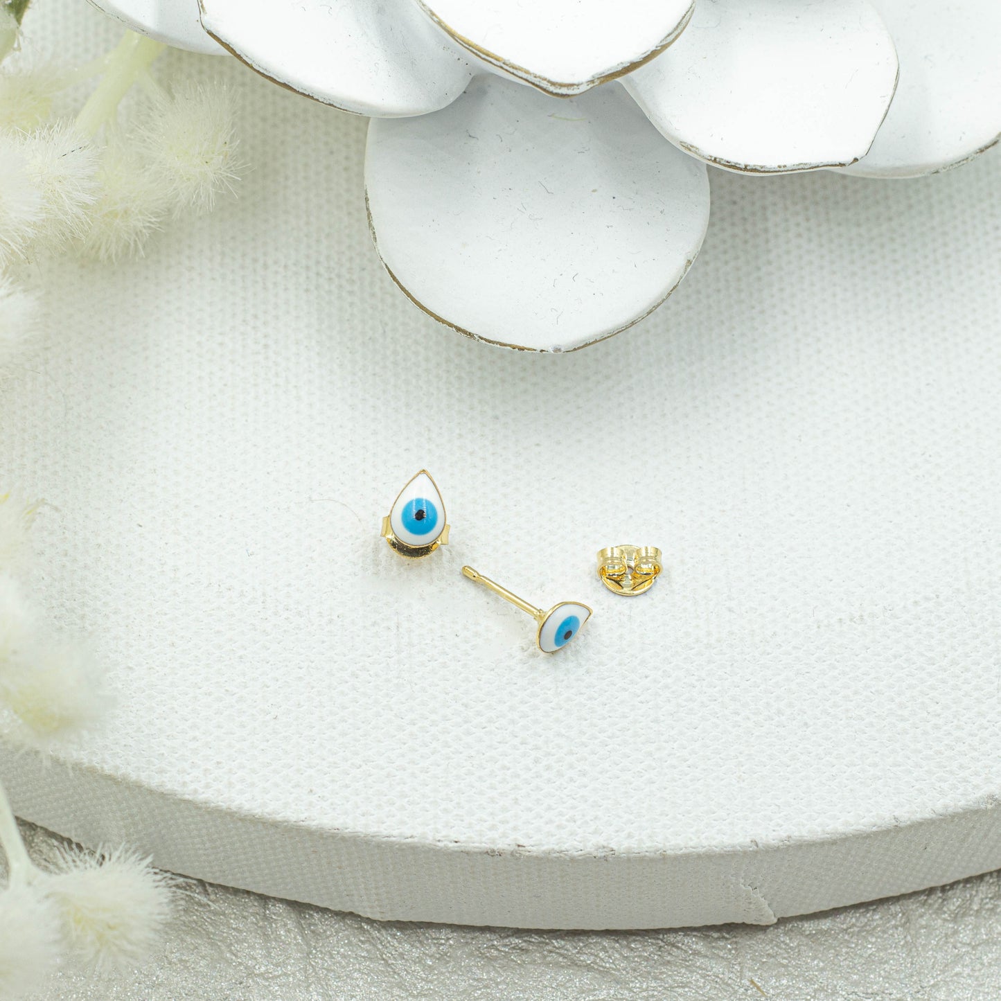 Evil Eye Drop Stud Earrings