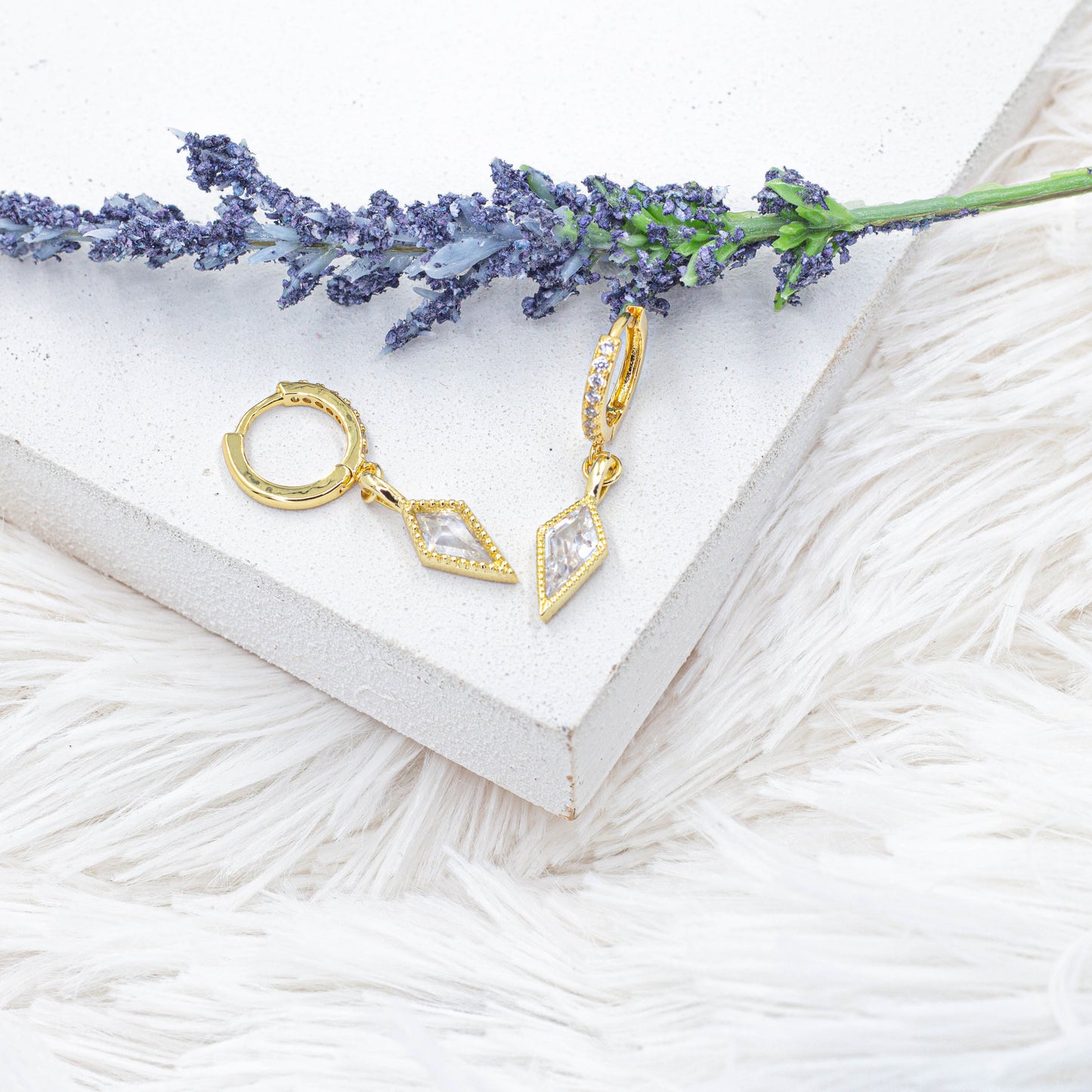 Diamond Cut Zirconia Huggie Earrings