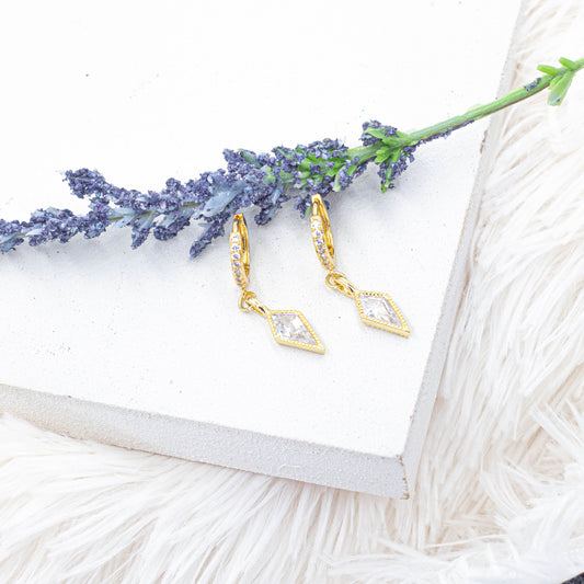 Diamond Cut Zirconia Huggie Earrings