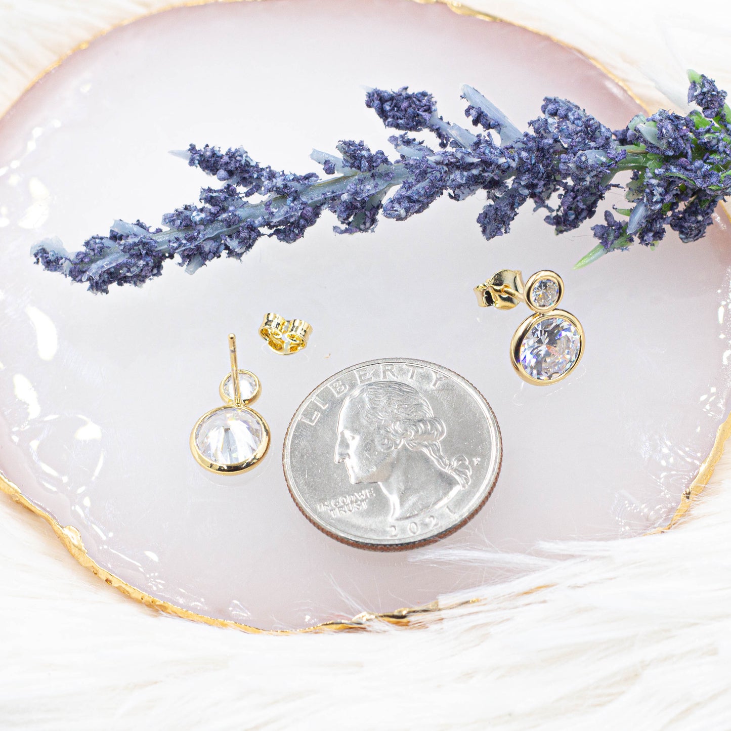 Two Light Spot | Cubic Zirconia Stud Earrings