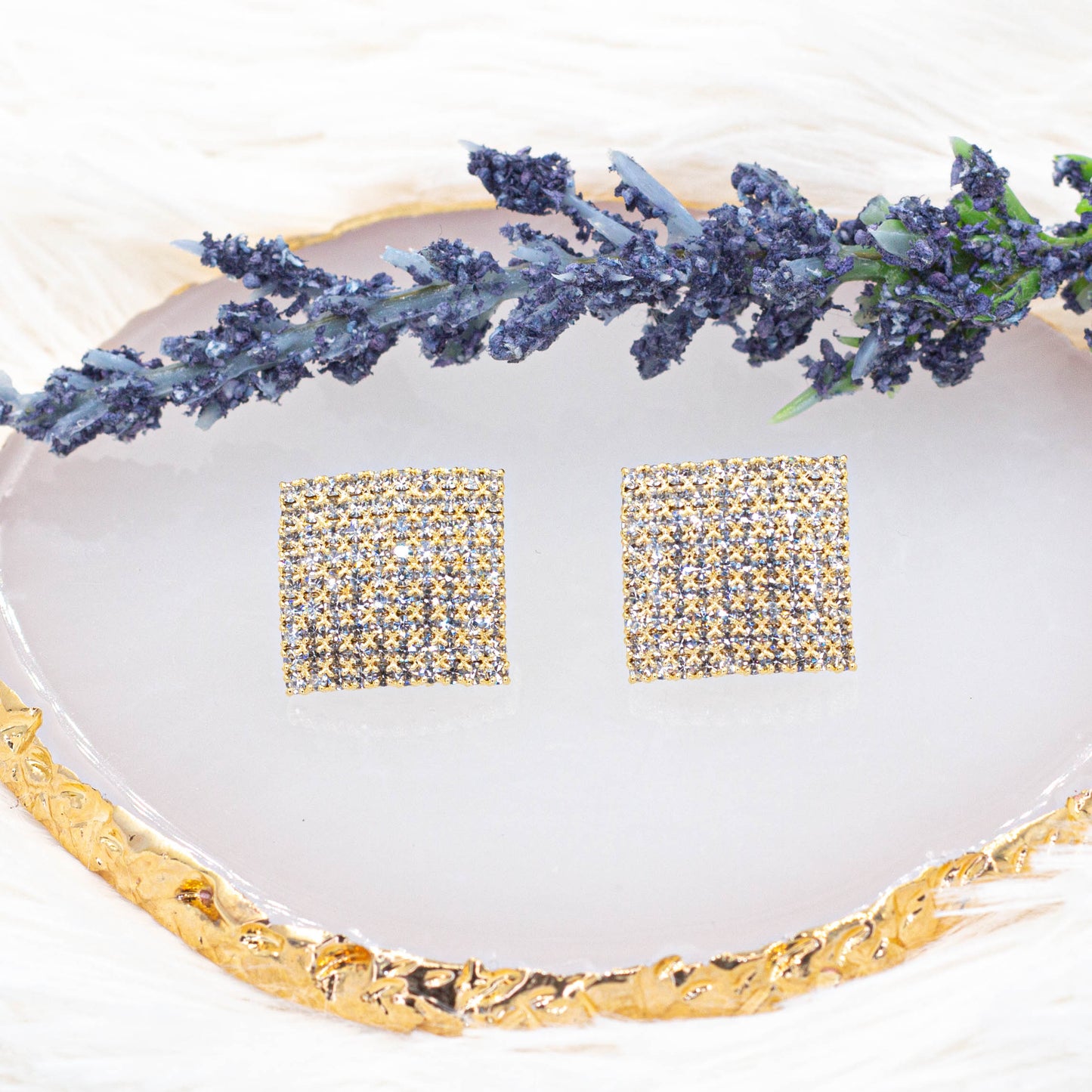 Cubic Zirconia Rhombus Pendant and Stud Earrings Set