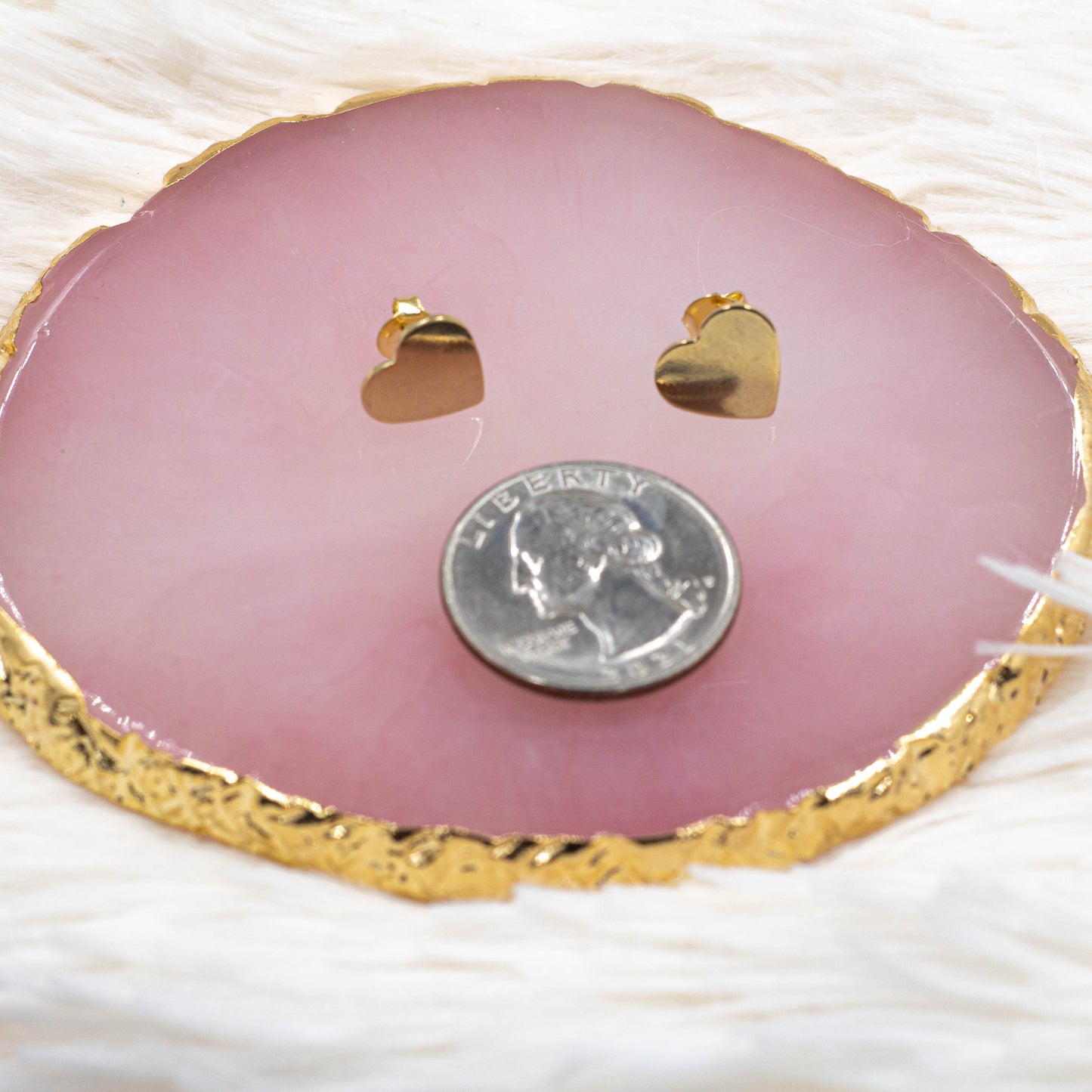 Flat Heart Stud Earrings