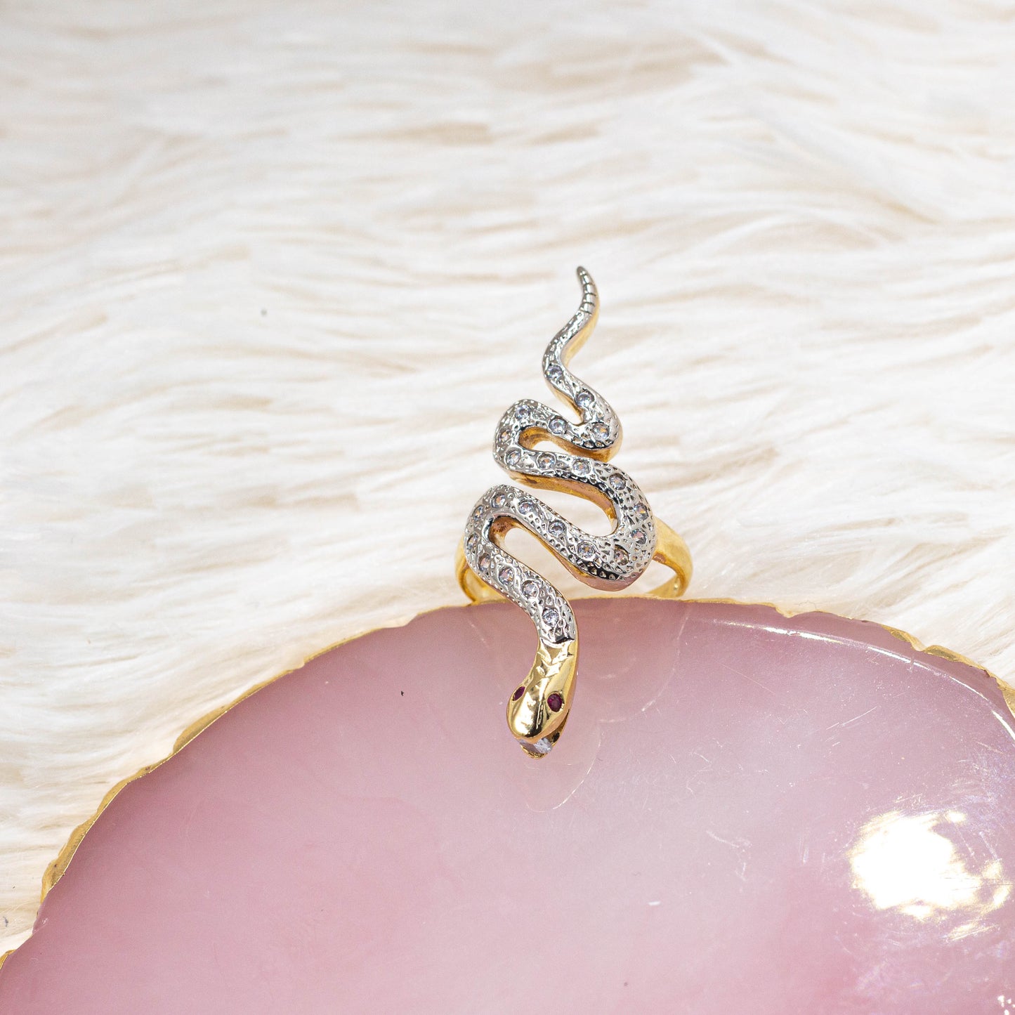 Silver Zirconia Snake Ring