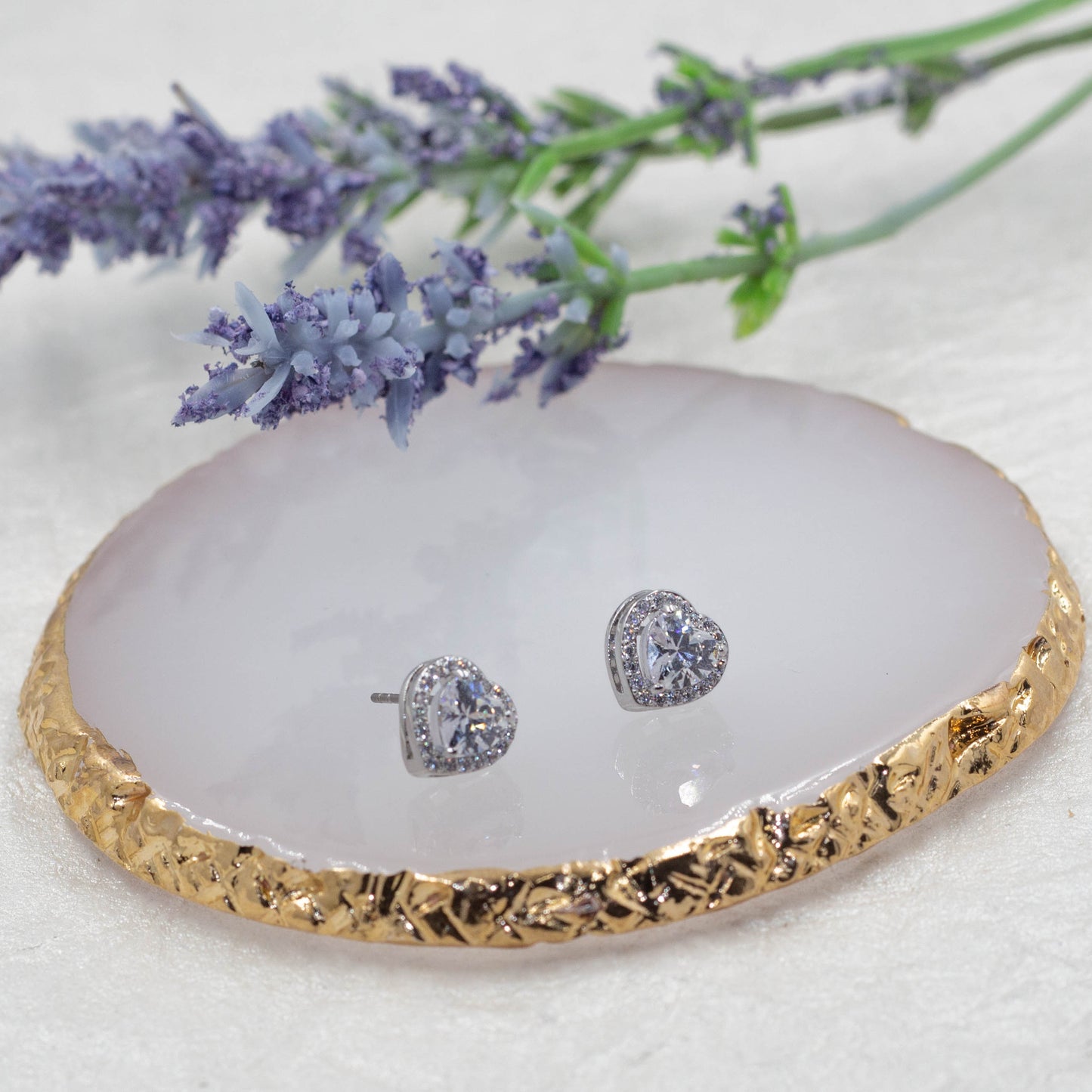 Heart Shaped Cubic Zirconia Stud Earrings