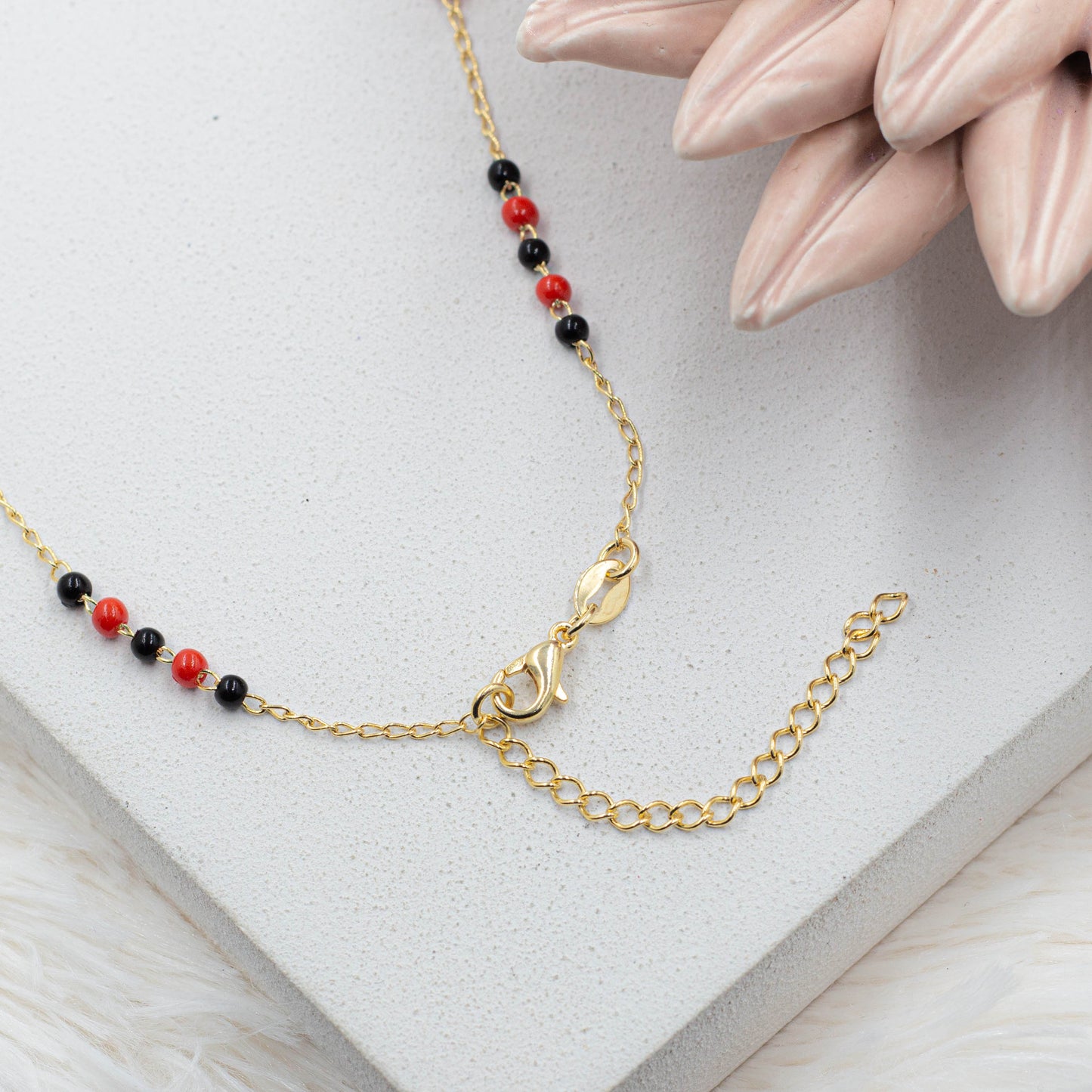 Delicate Rosary Necklace, Azabache Necklace