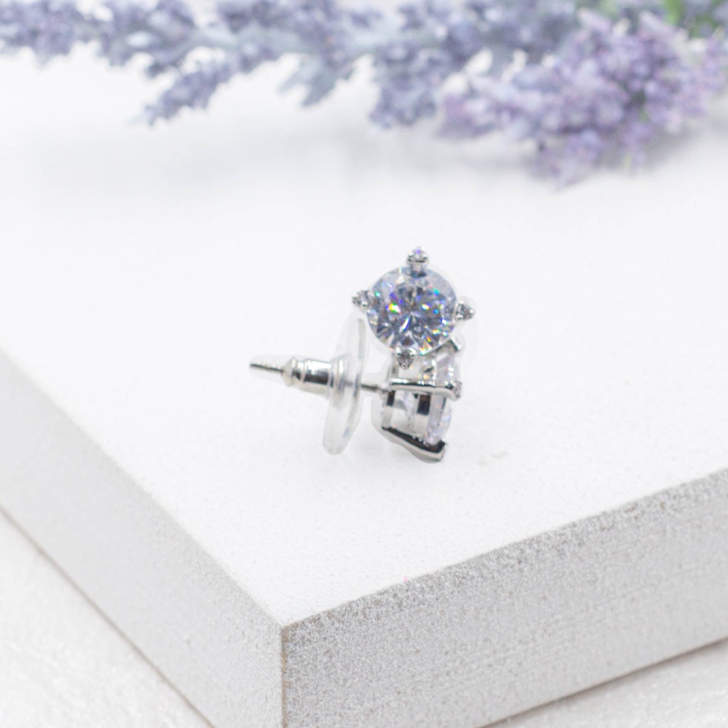 Tiny Round Cz Diamond Stud Earrings