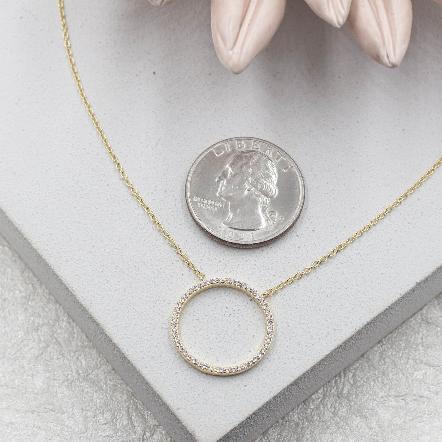 Dainty Circle Cubic Zirconia Necklace