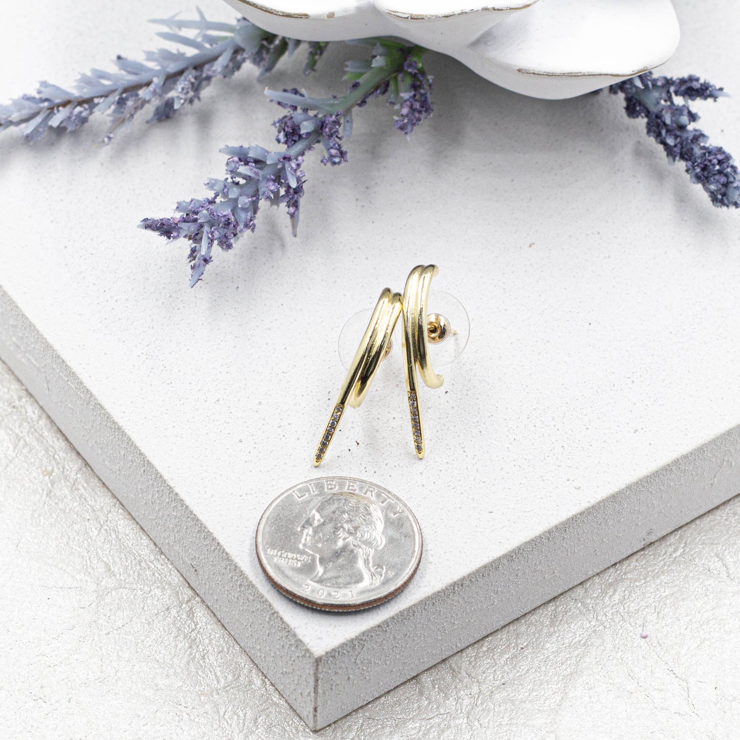 Gold Minimalist Spike Earrings