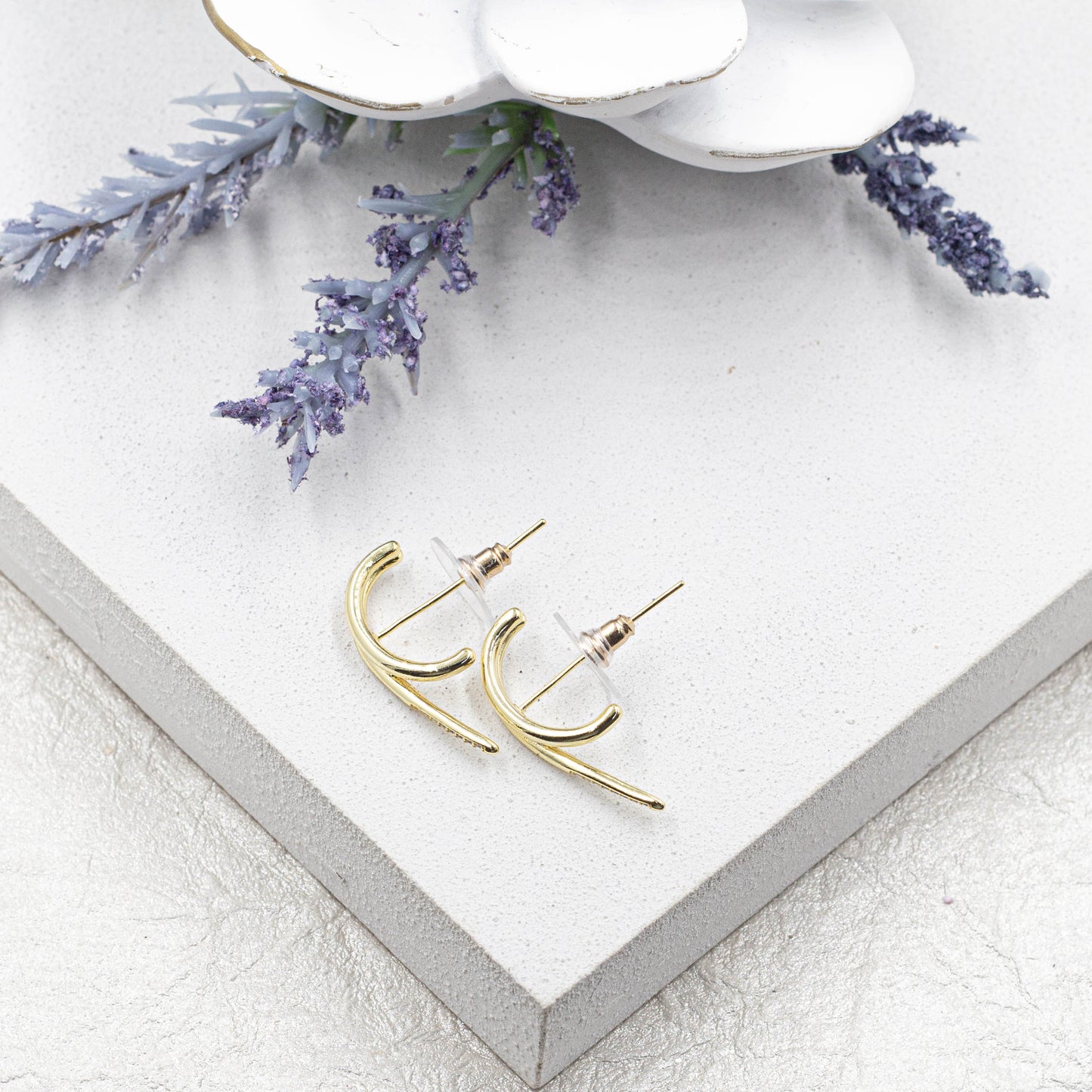 Gold Minimalist Spike Earrings