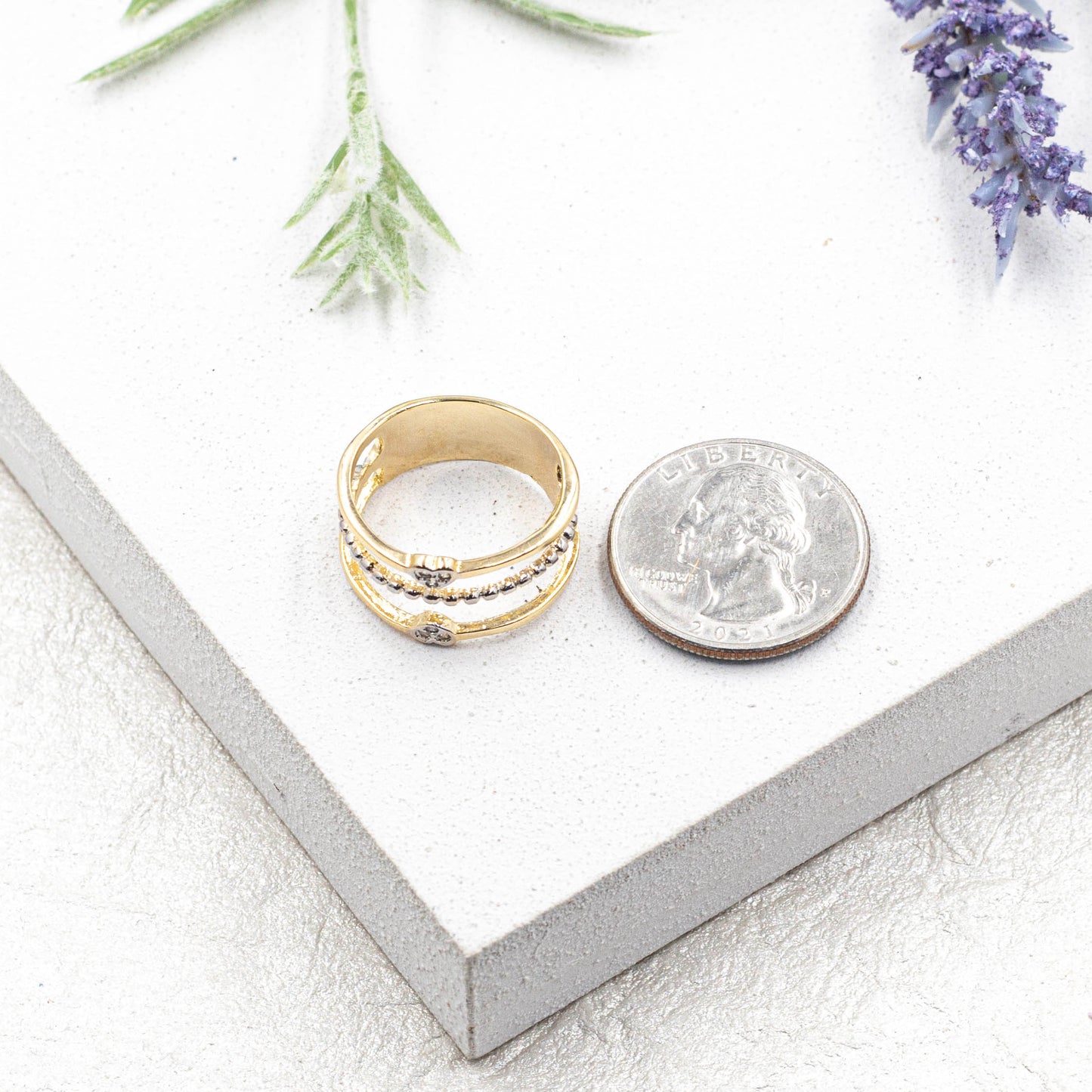 Two Tones Heart Ring