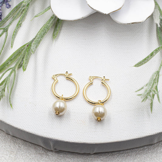 Pearl Hoops Earrings