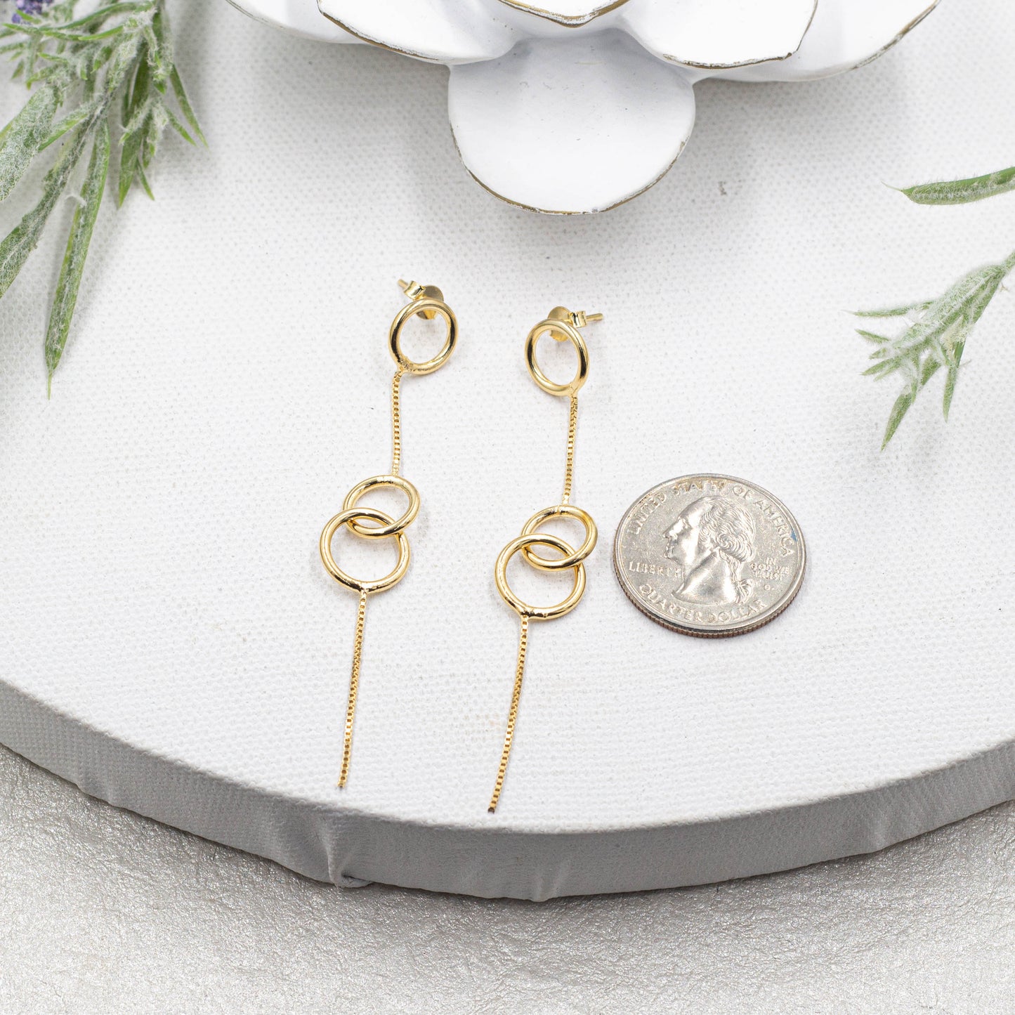 Long Circle Studs Earrings