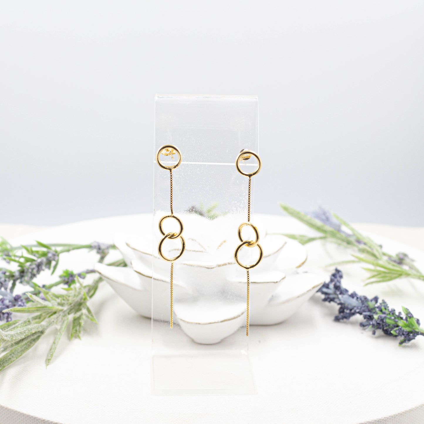 Long Circle Studs Earrings