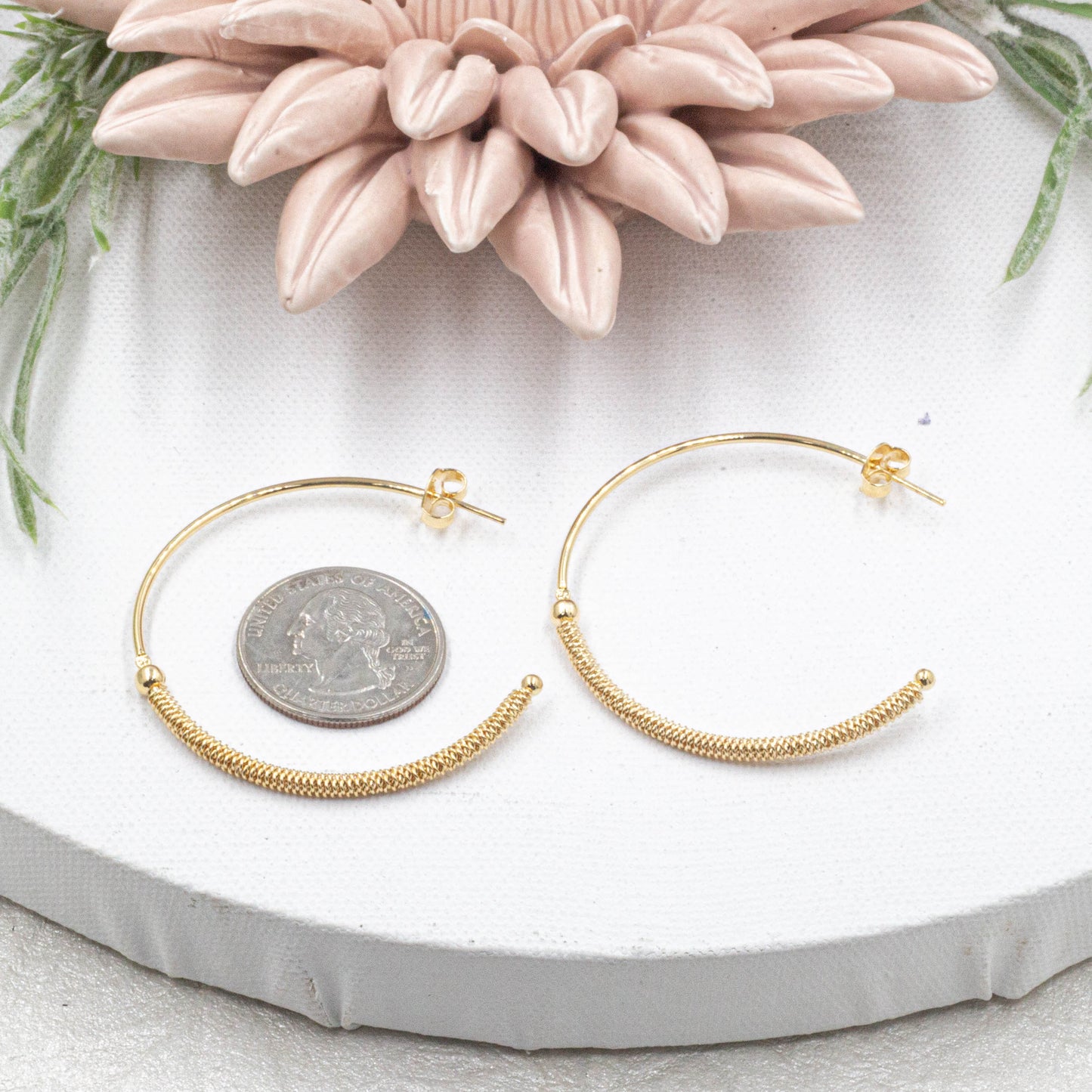 One Ball Thin Open Hoops Earrings