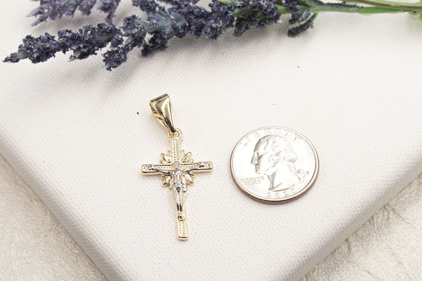 Crucifix with Silver Jesus Cross Church Pendant