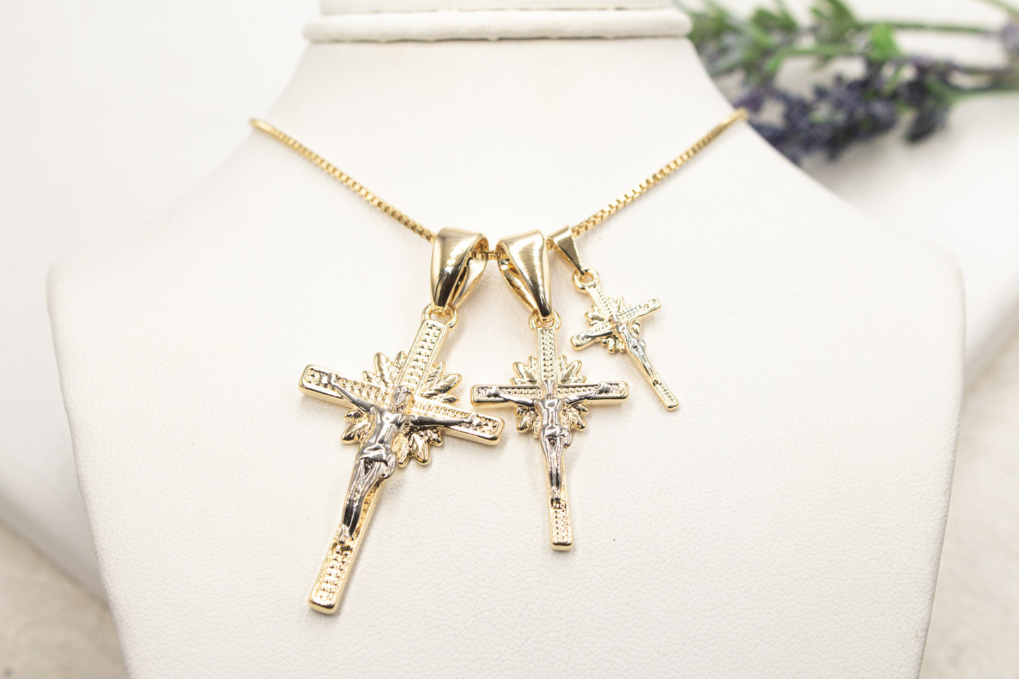 Crucifix with Silver Jesus Cross Church Pendant