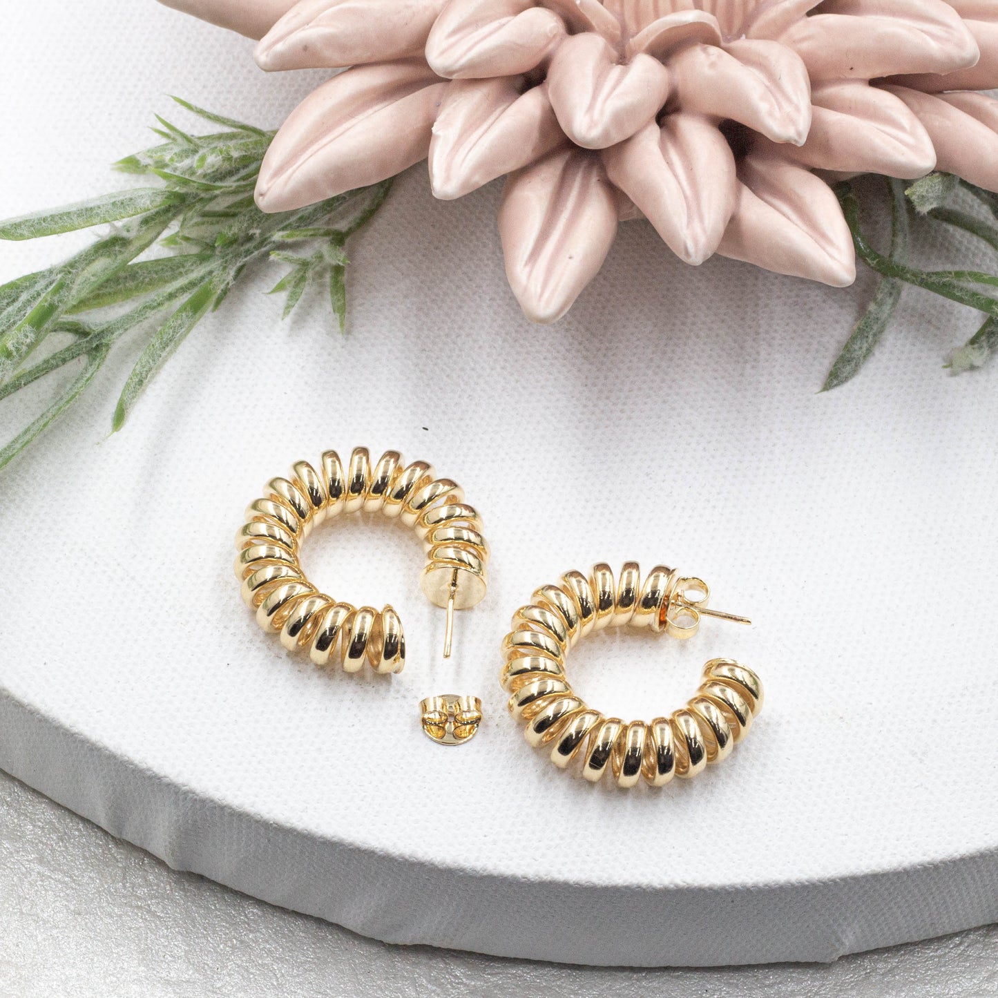 Spiral Cable Open Hoops Earrings