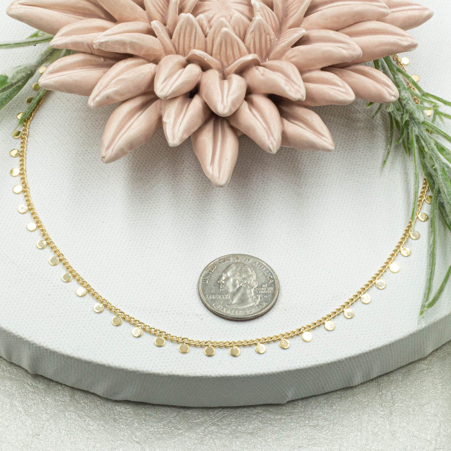 Dainty Cuban Link Dotes Hanging Necklace