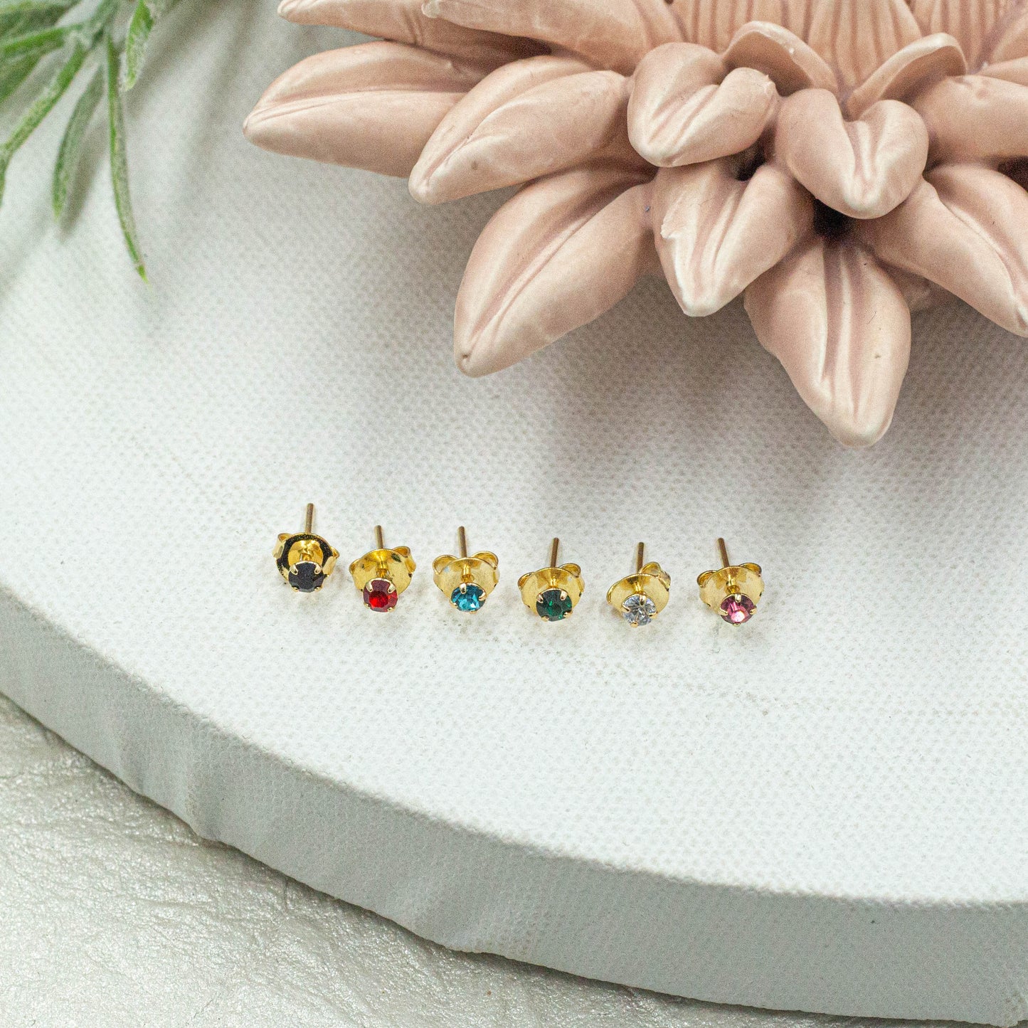 Dainty Colorful Cz Studs Earrings