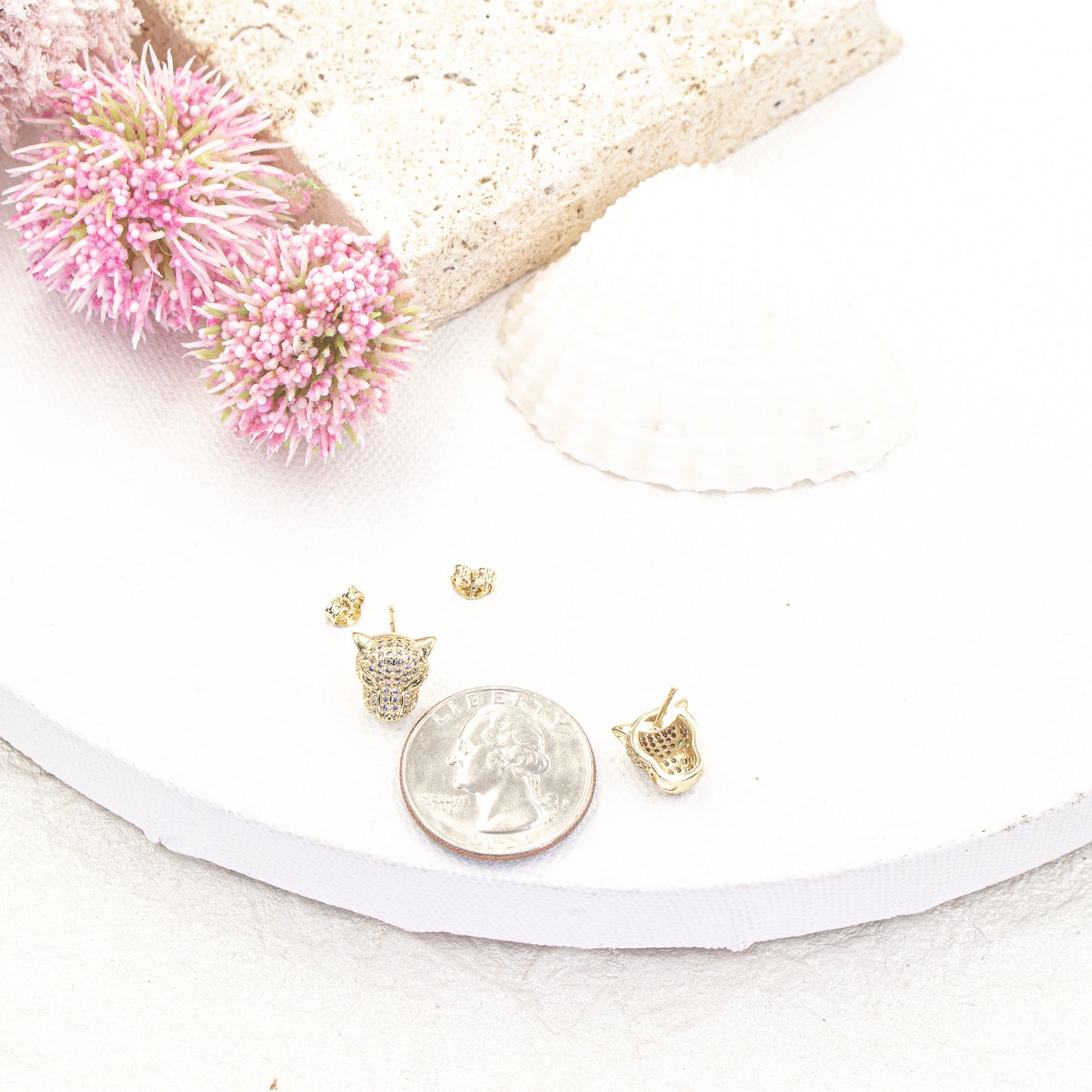 Micro Cubic Pave Leopard Earrings