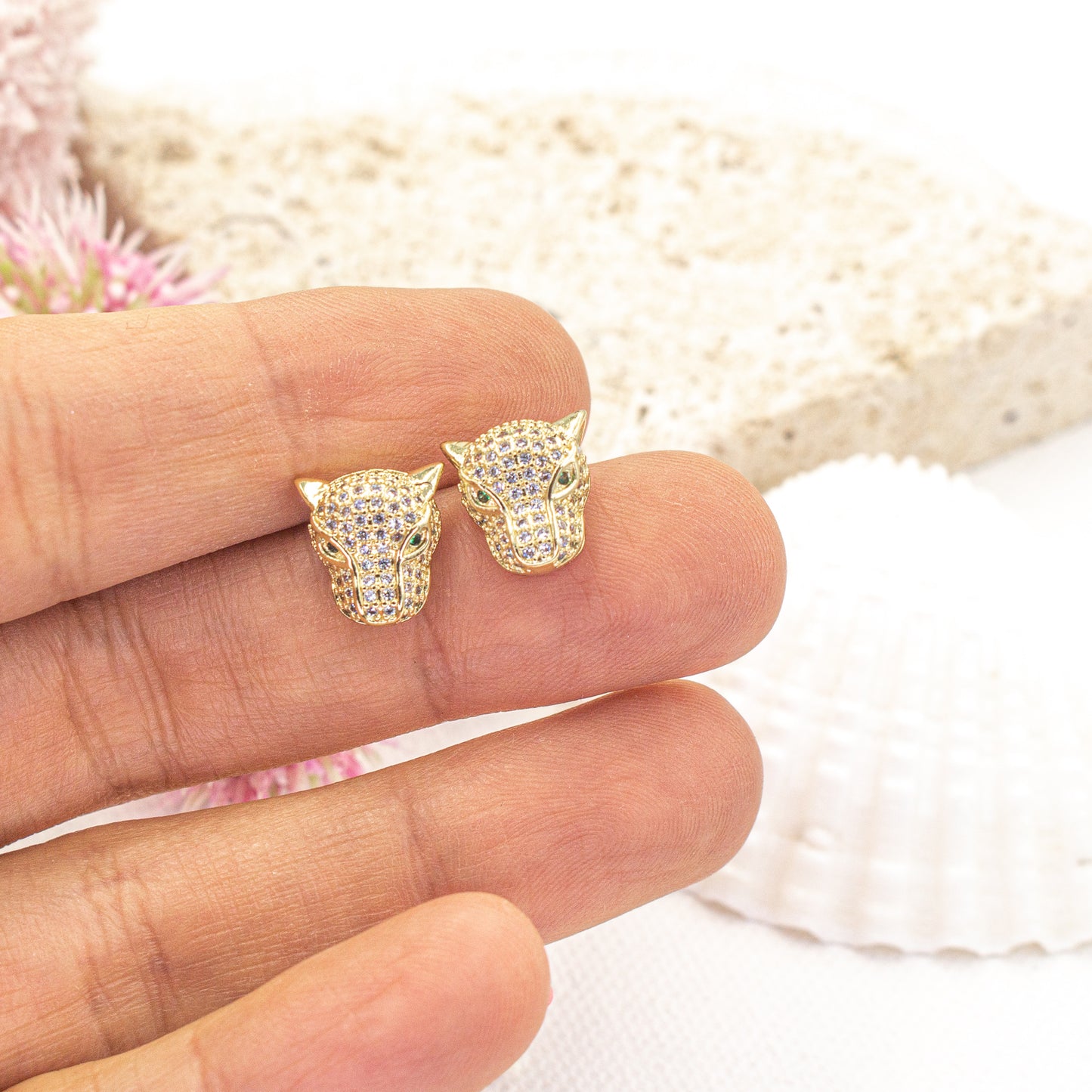 Micro Cubic Pave Leopard Earrings