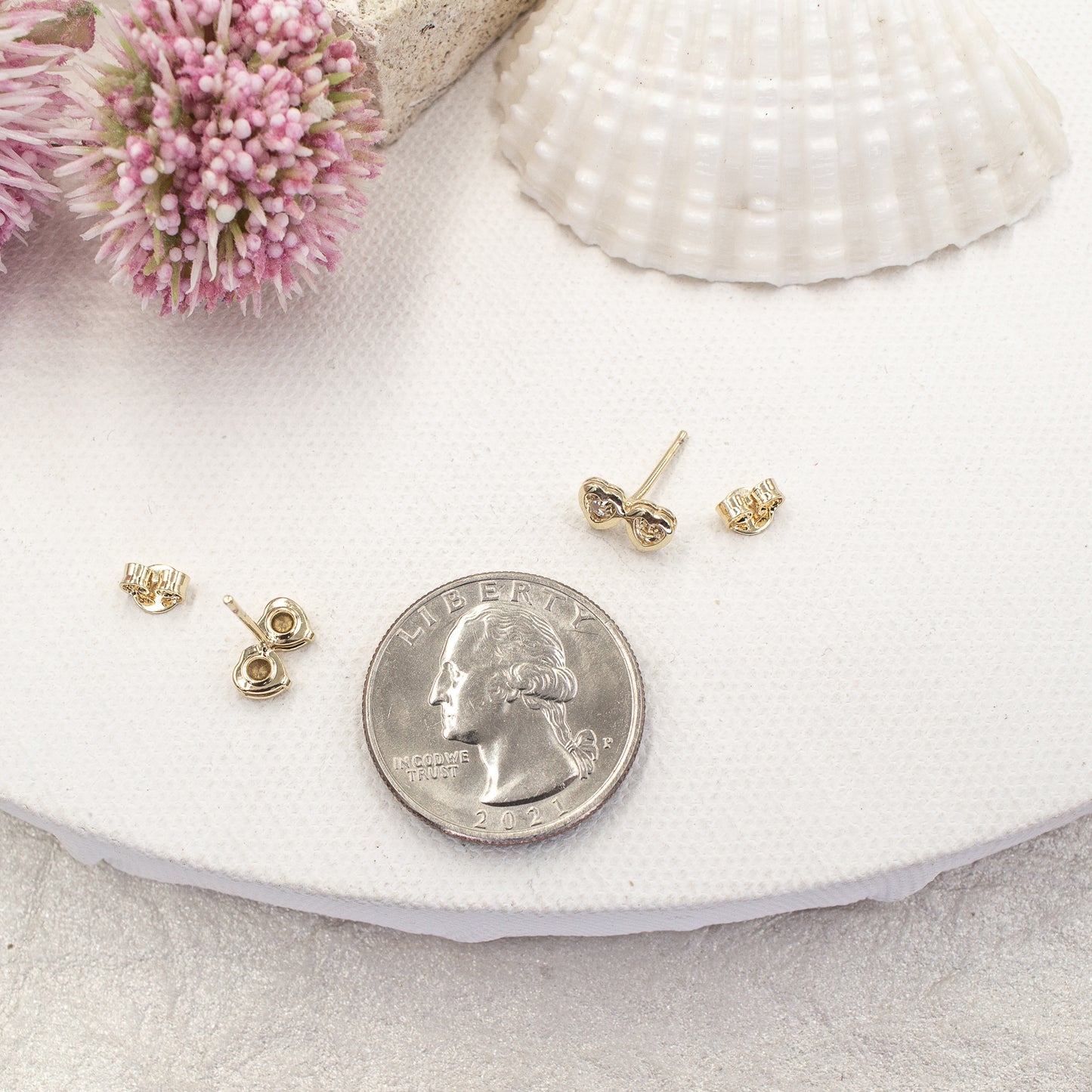 Two Hearts Together Zirconia Stud Earrings for Girl