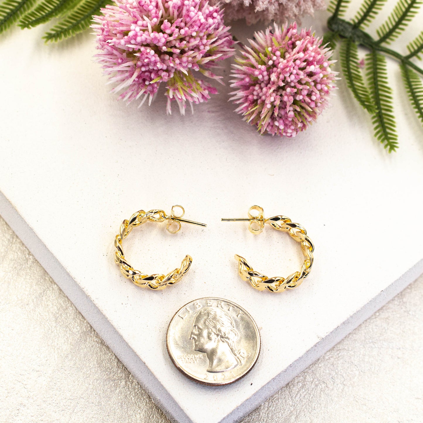 Cuban Chain Open Hoops Earrings