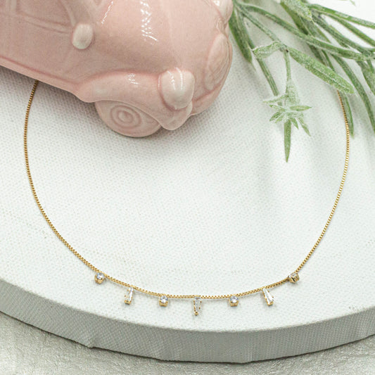 Dainty Box & Cz Drops Choker