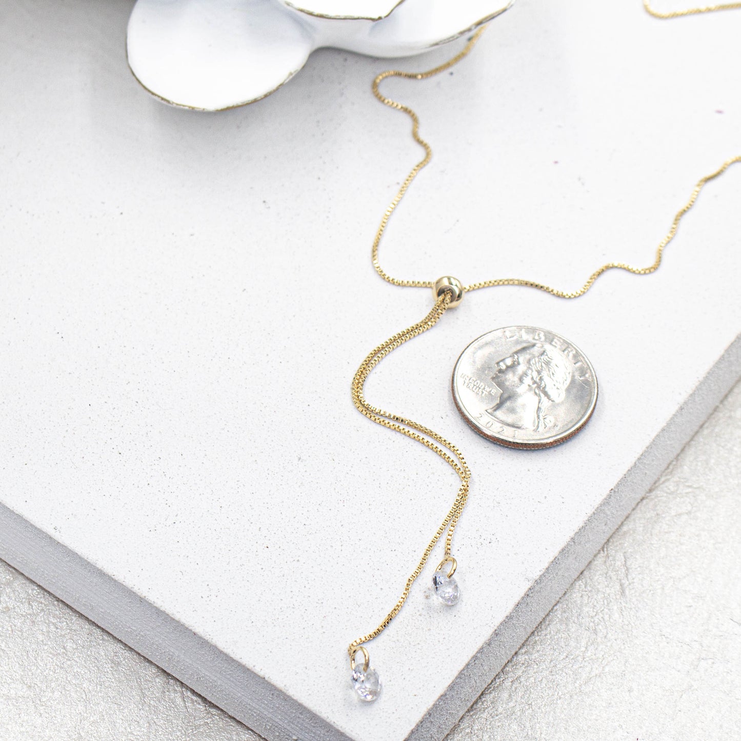 Bolo Tie Lariat Chain with Light Spot Adjustable Necklac