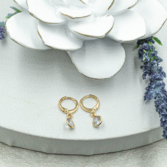 Dangle Cz Round Earrings