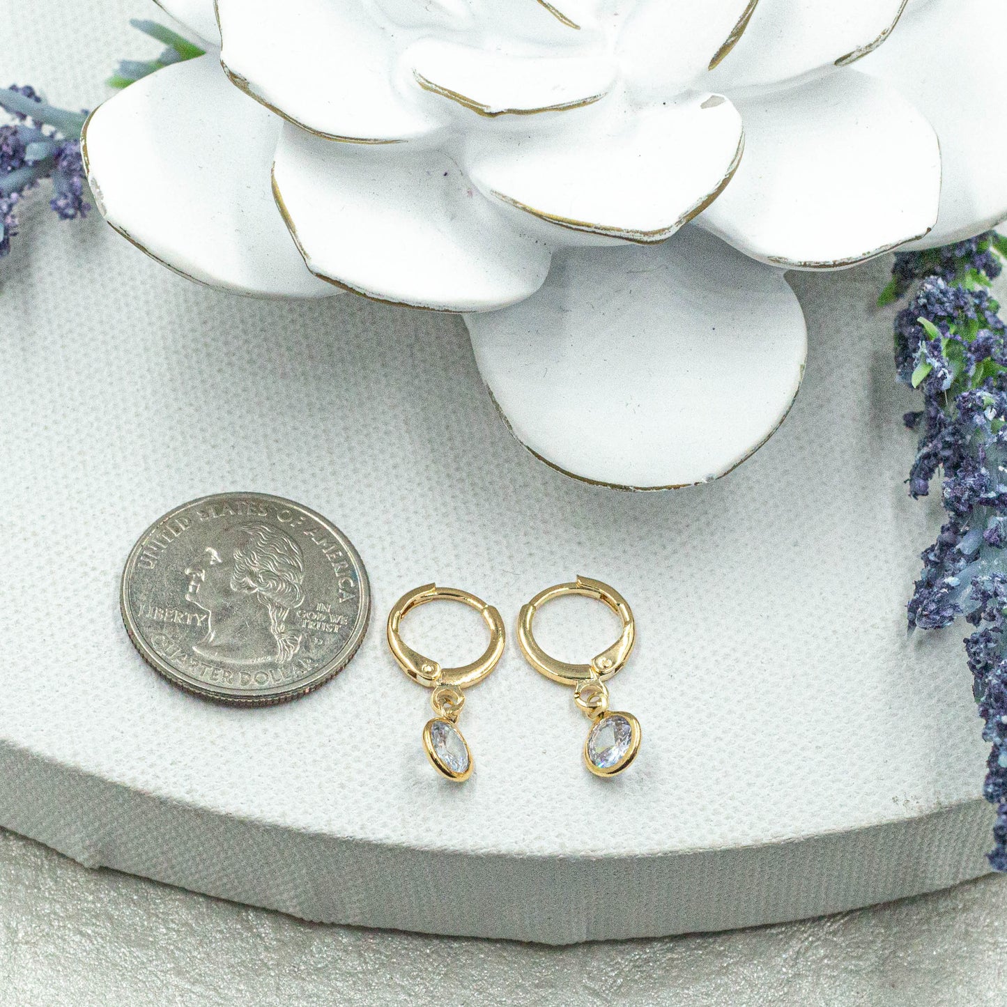 Dangle Cz Round Earrings