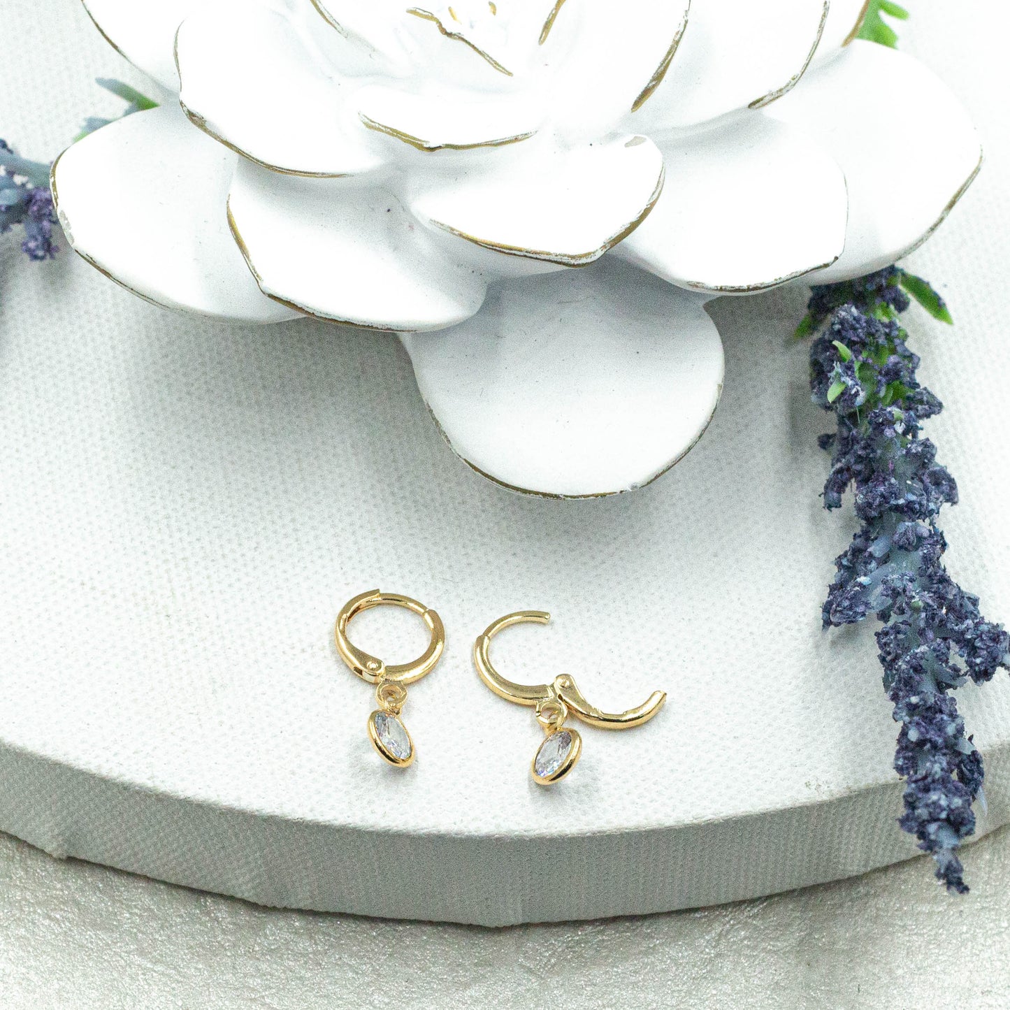 Dangle Cz Round Earrings