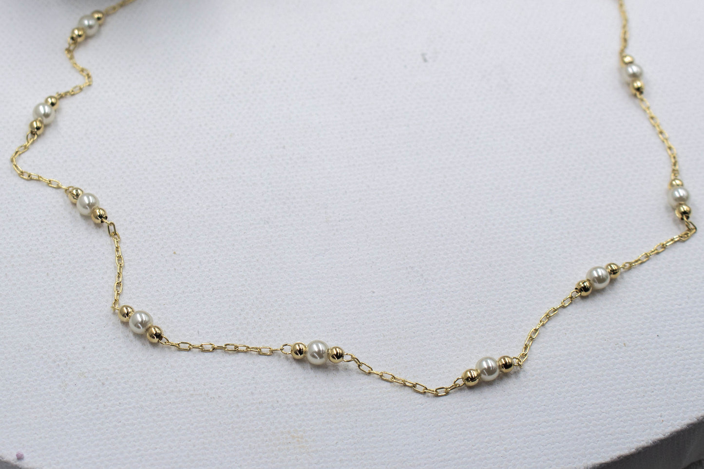 Dainty Pearl Beaded Necklace, Anklet & Bracelet Set