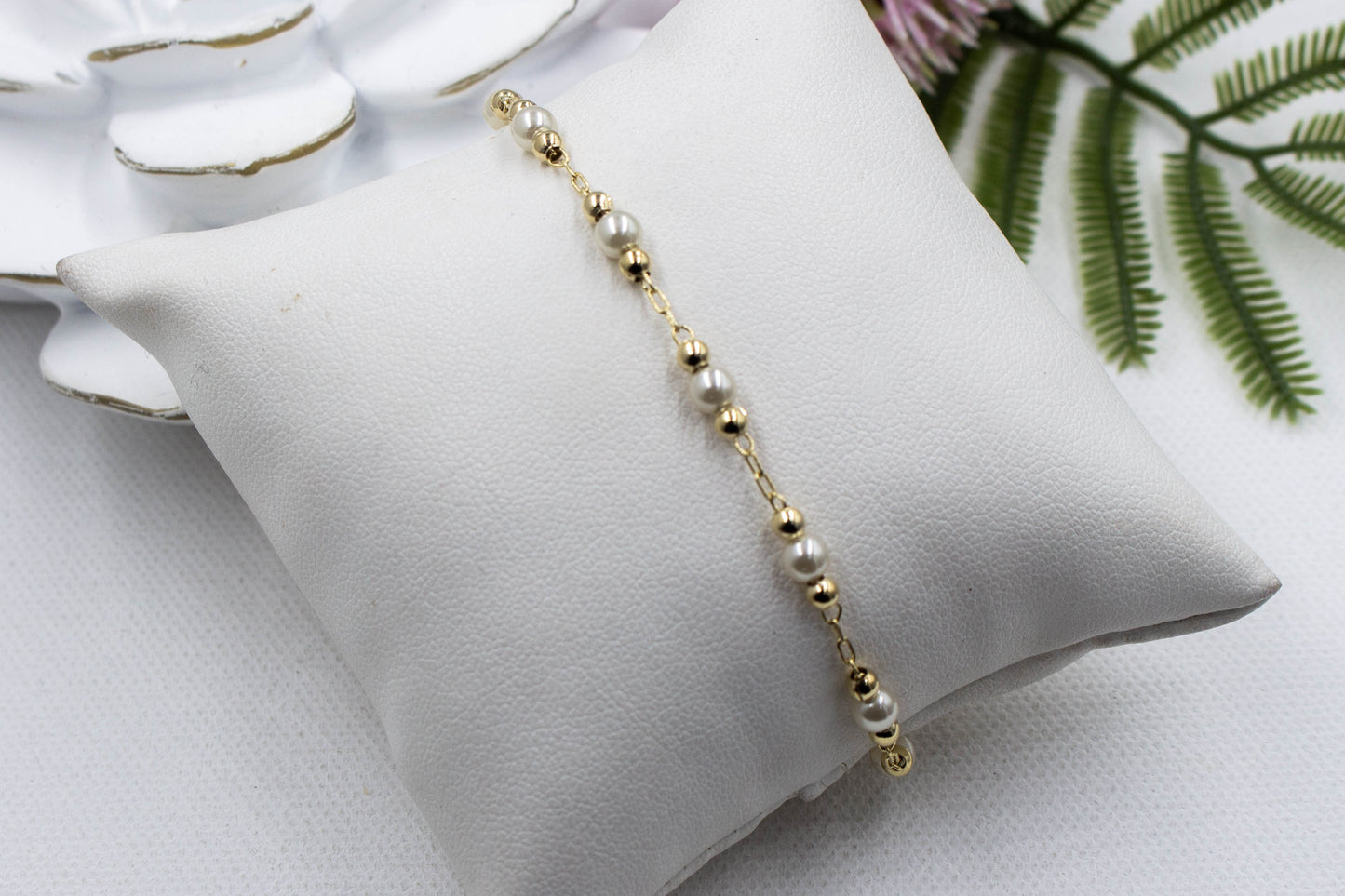 Dainty Pearl Beaded Necklace, Anklet & Bracelet Set