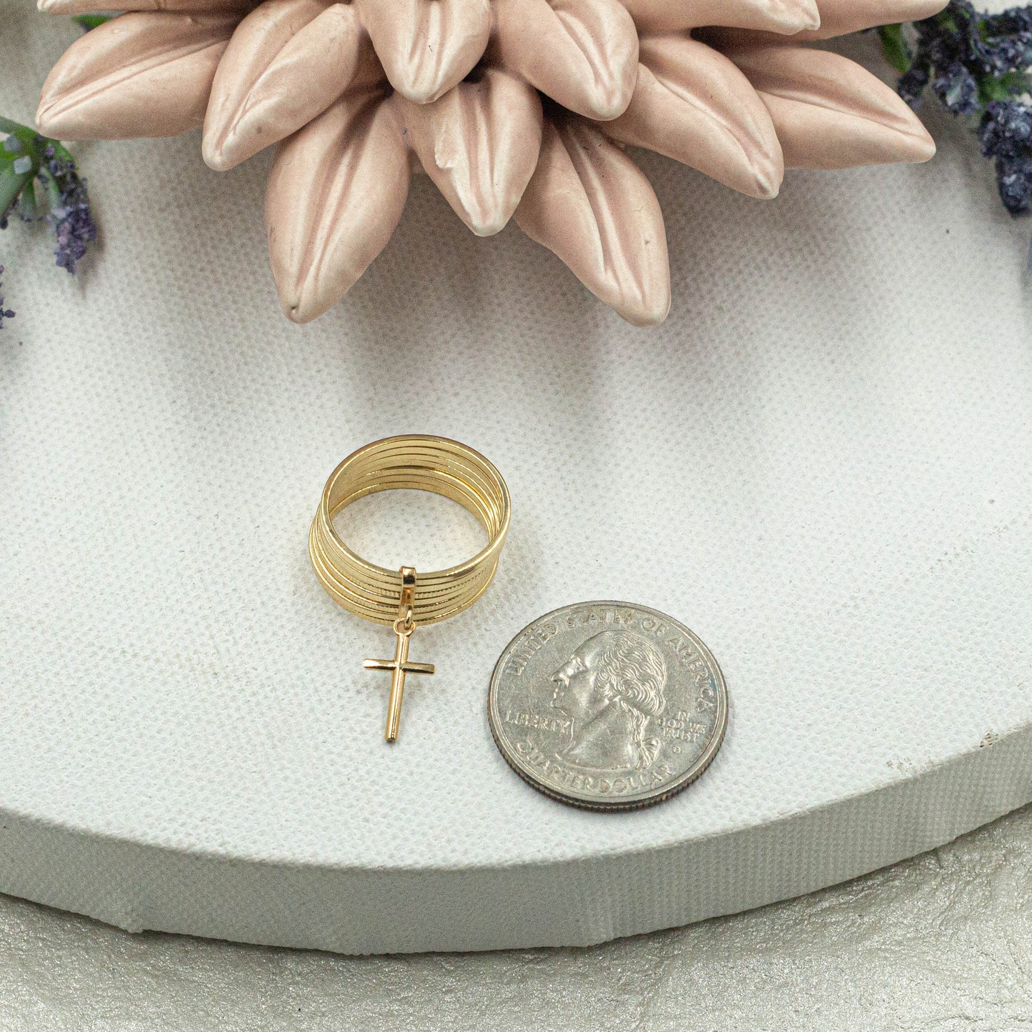 Weekly Dangle Cross Ring