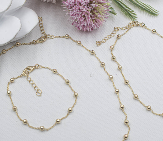 Satellite Rolo Chain Choker, Anklet & Bracelet Set