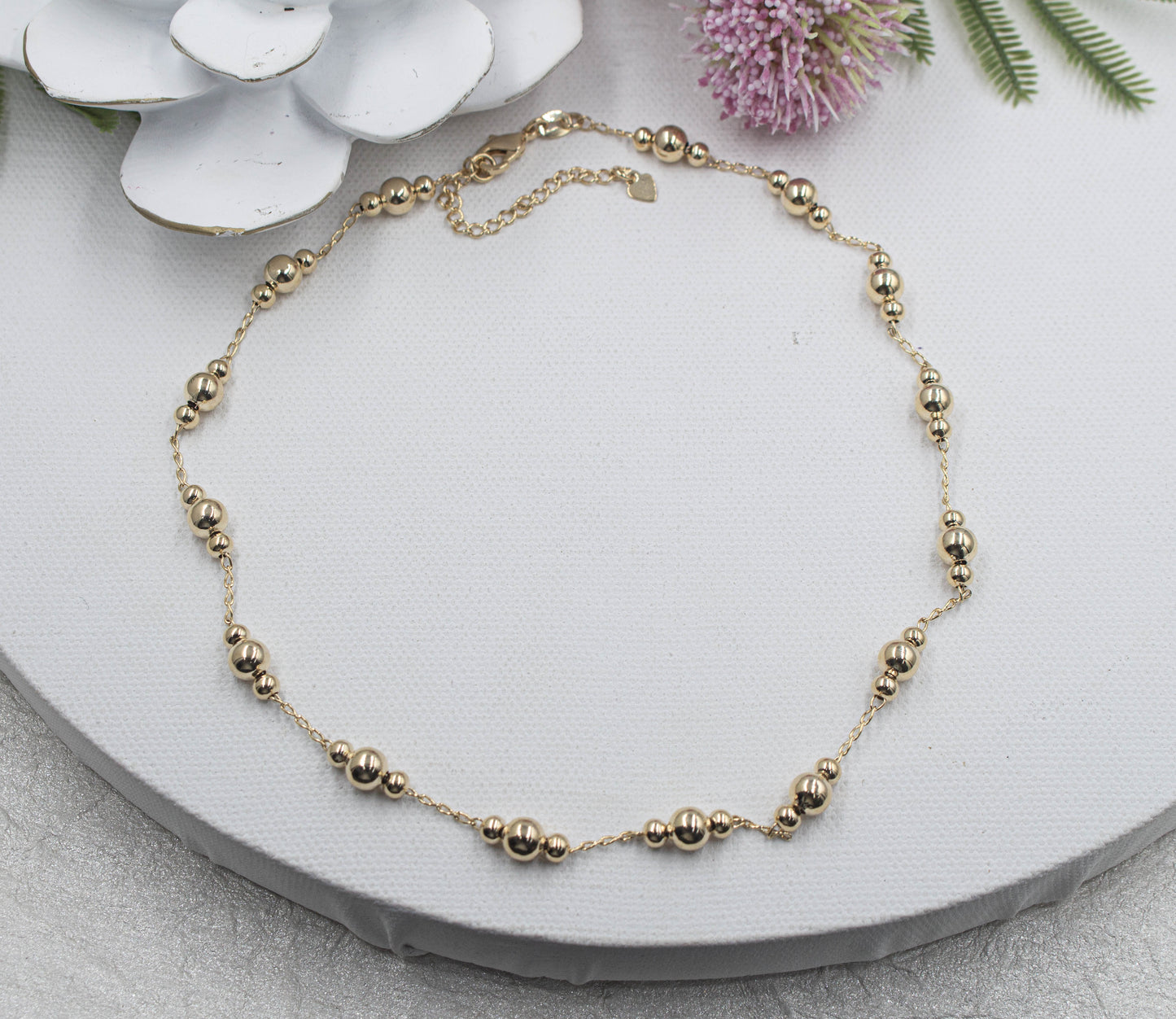 Chunky Three Beaded Together Choker & Bracelet