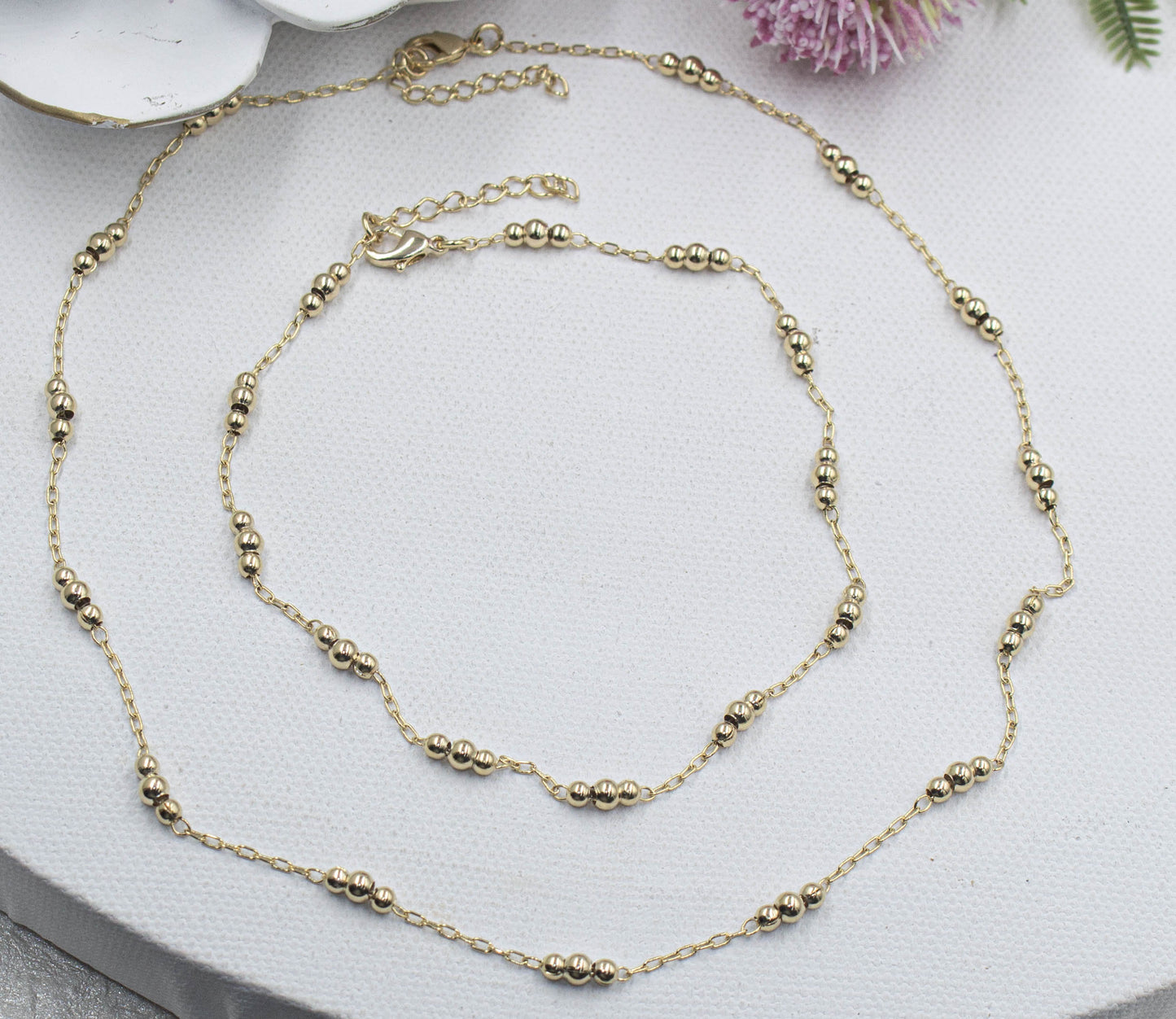 Three Beaded Together Choker & Anklet Set